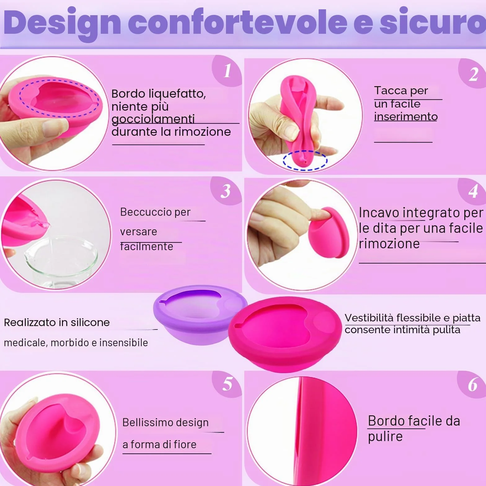 2 pezzi Disco di disco mestruale S L, disco periodico riutilizzabile a tazza mestruale, dischi mestruale a prova di morbido fatto in silicone, alternativa ai tamponi