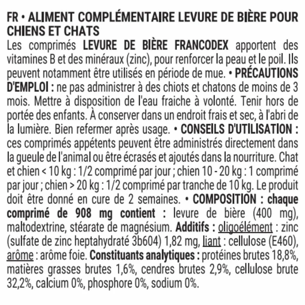 Francodex Lievito di Birra Cane Gatto 60 Compresse