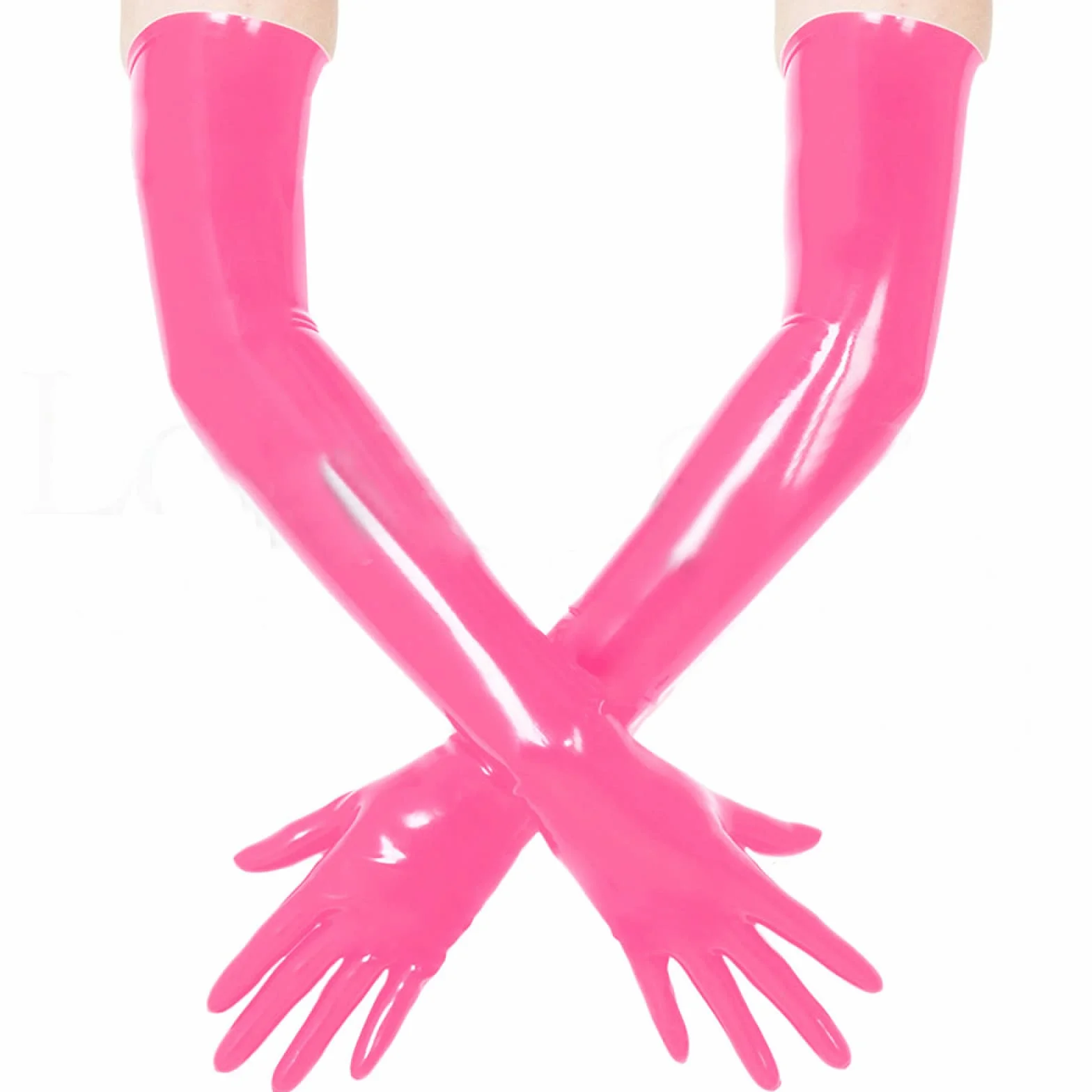 Guanti in lattice rosa modellati latex cosplay taglia M S