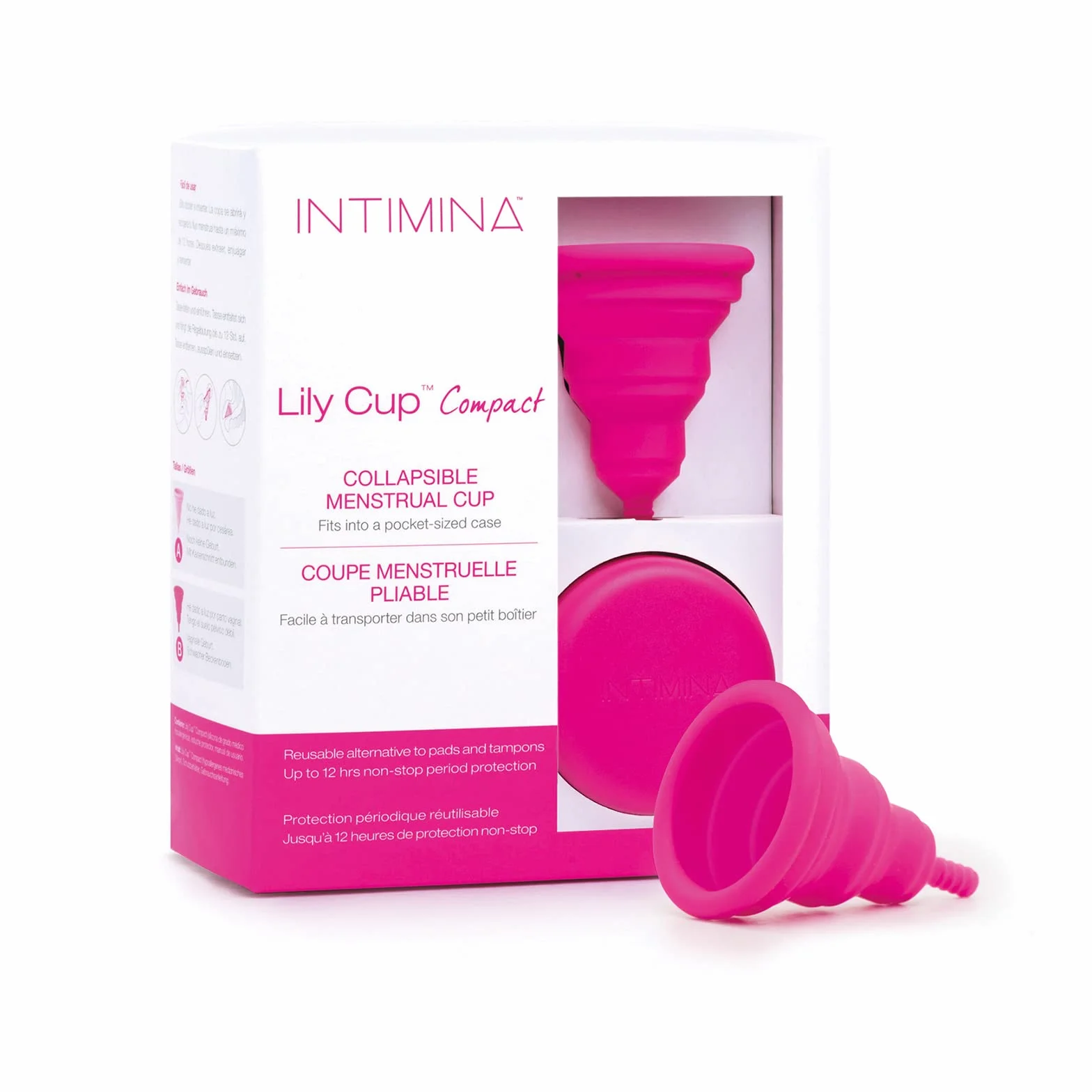 Intimina Lily Cup Compact misura Size B - Piccola Coppetta Mestruale Morbida con Design Compatto Flat-fold, Coppa Mestruale Compatta, Coppette Mestruali