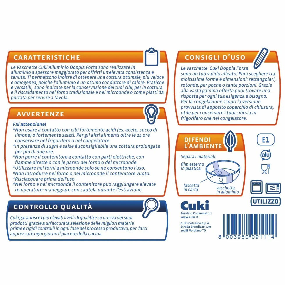 Cuki Vaschette Alluminio Doppia Forza Pollo Arrosto 12 sztuk Multipack