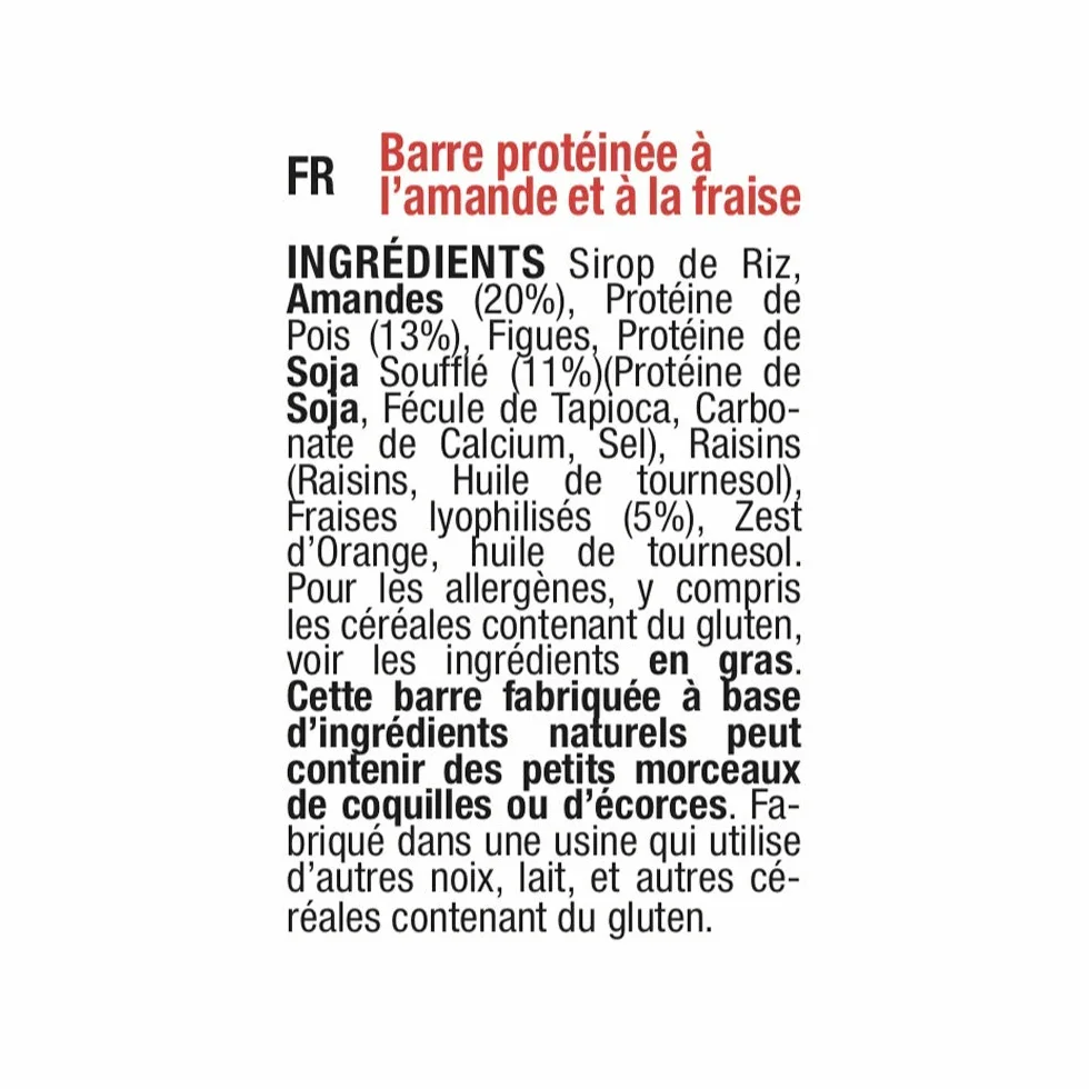 Mulebar Barre Proteine Vegane 100% Naturali 24% Proteine Gusto Mandorla Fragola