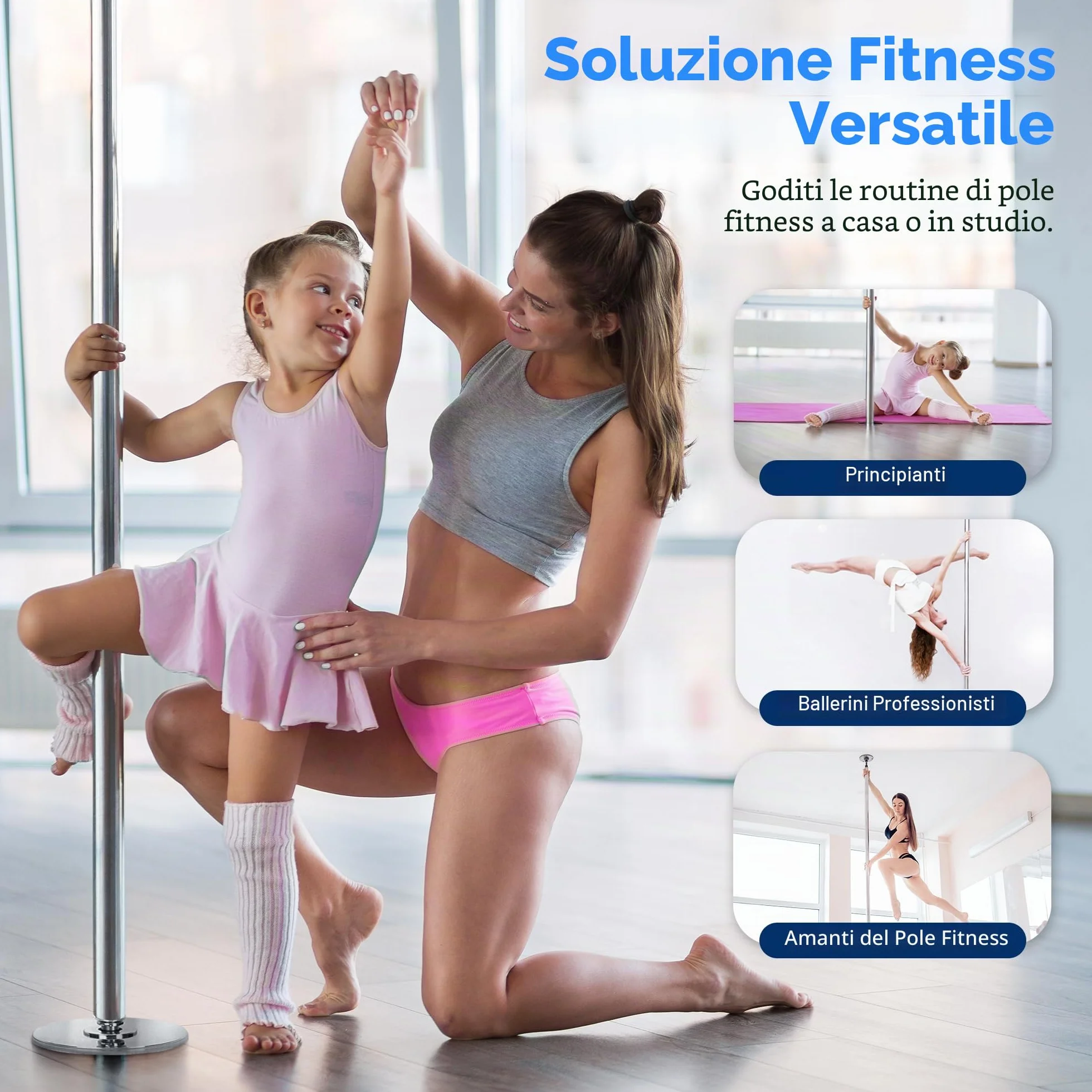 SereneLife Spinning Dance Pole - Portable & Removable Stripper Fitness Pole, Adjustable & Smooth Connection