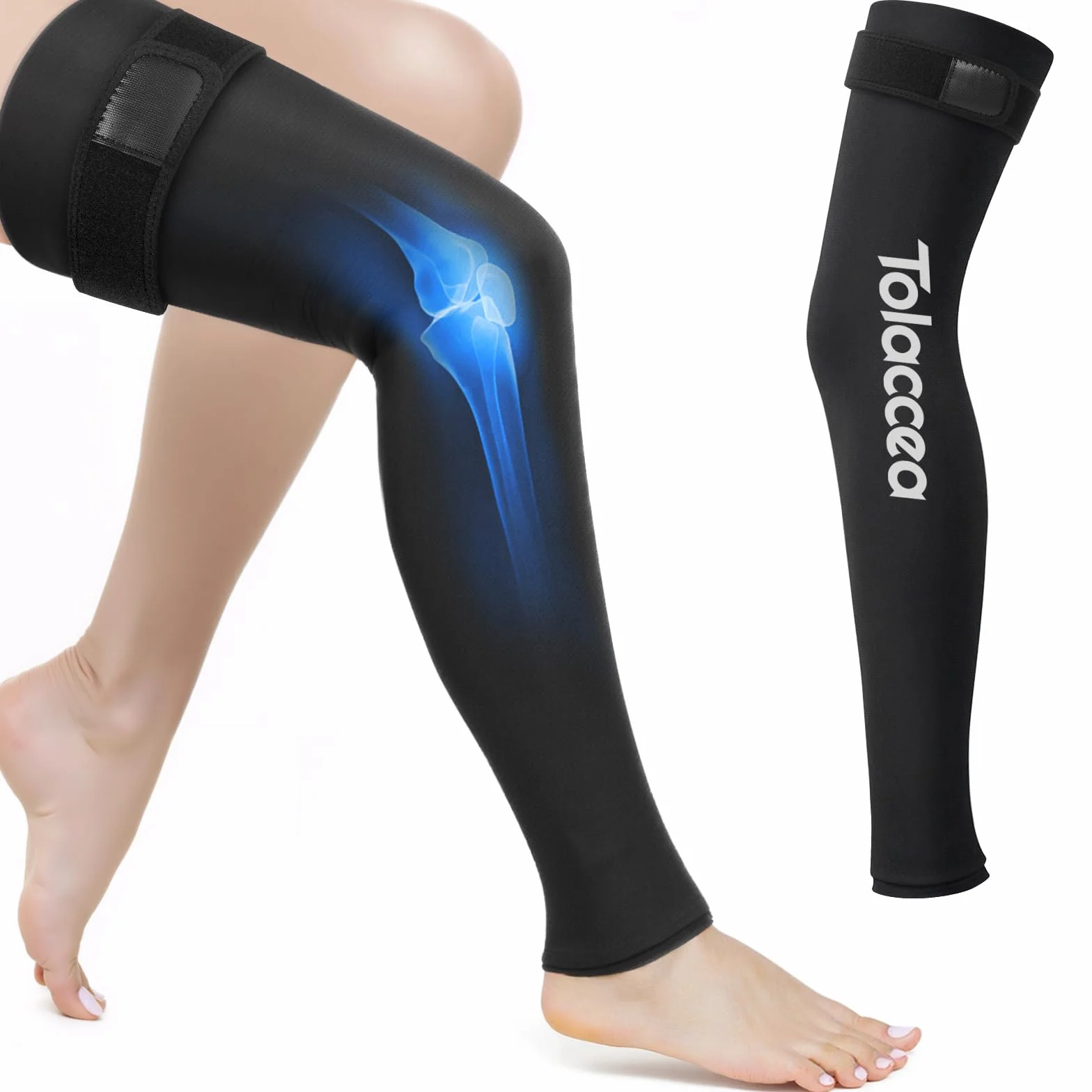 Tolaccea Impacco Ghiaccio per Gamba Intera con Copertura 360° – Fascia con Gel Riutilizzabile per Sollievo dal Dolore e Recupero Muscolare – per Piede, Polpaccio, Coscia, Ginocchio e Tibia(L)