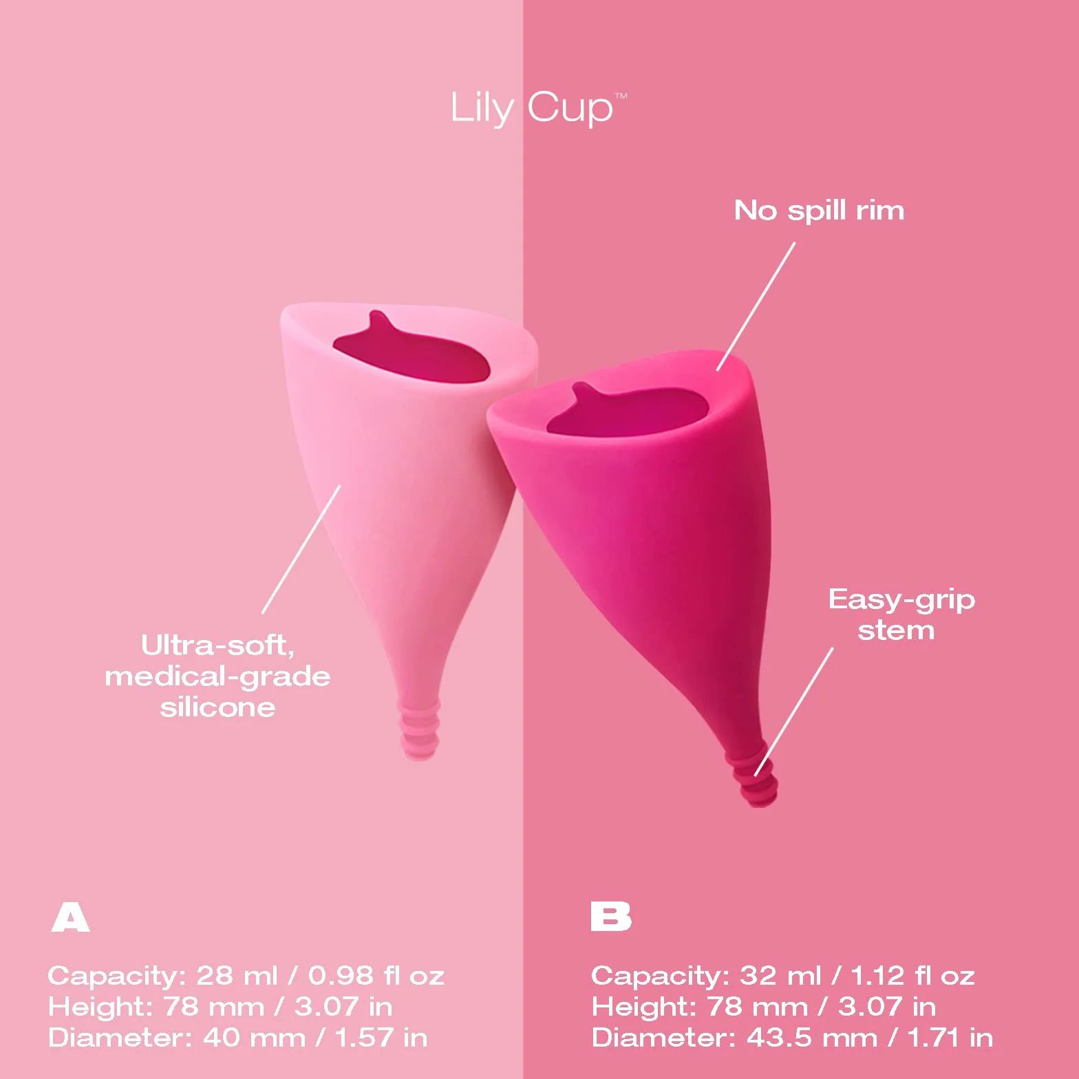 Intimina Lily Cup Size B: Coppetta Mestruale Sottile, Menstrual Cup Utilizzabile per un Massimo di 8 ore, Coppa Mestruale per Raccogliere il Flusso, Coppetta Mestruale Morbida