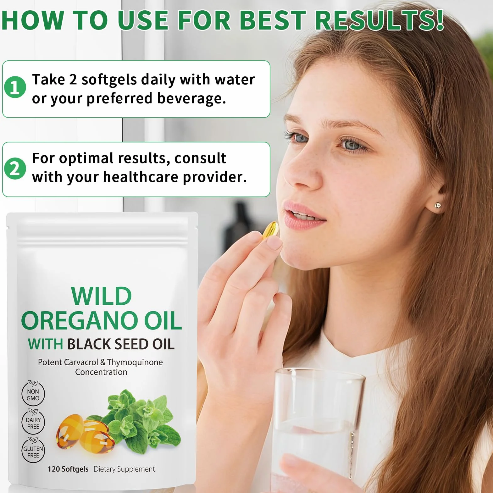 Olio di Origano 120 Capsule 6000 mg con Olio di Semi Neri 200 mg e Carvacrolo 165 mg