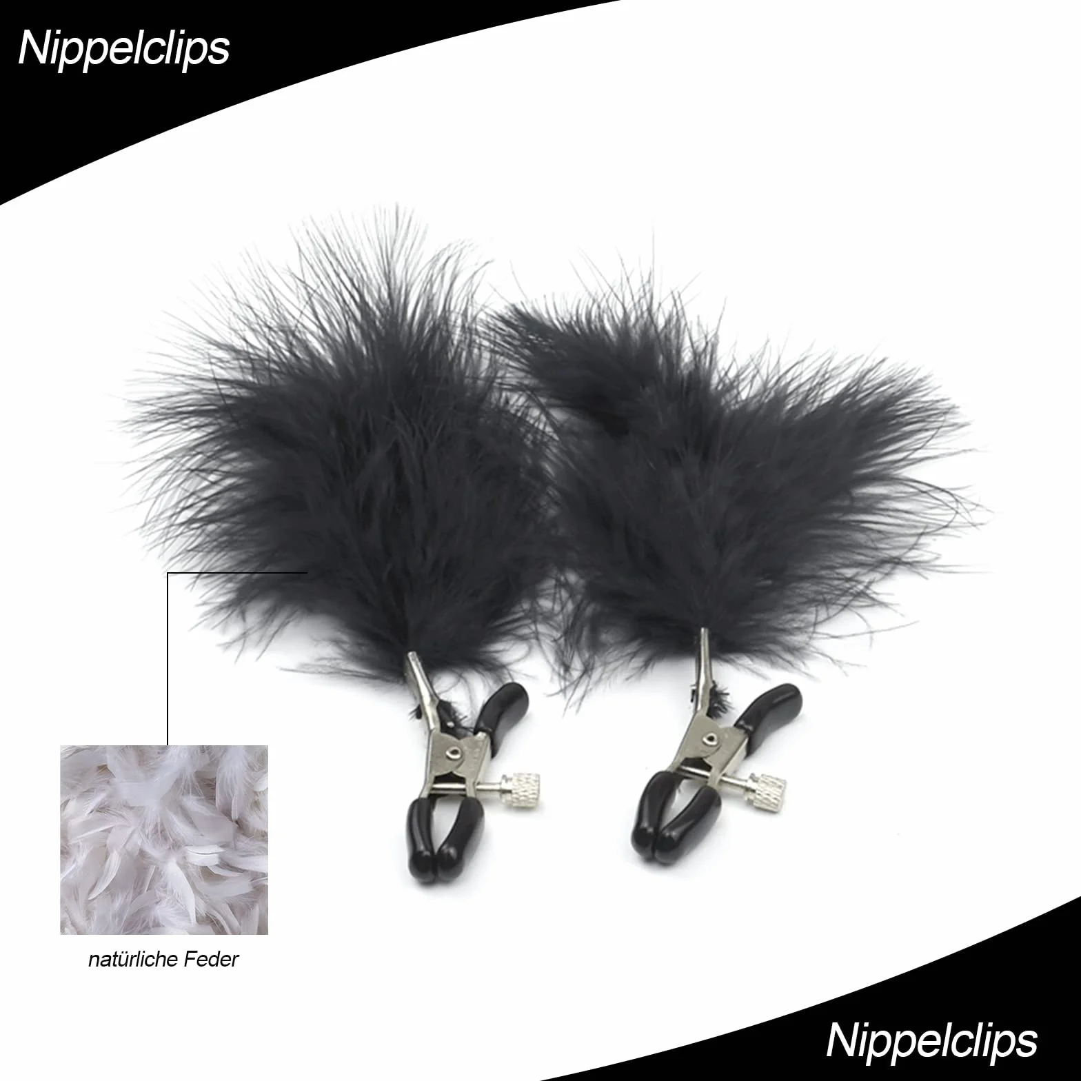 BDSMYOU BDSM Zestaw Akcesoriów Sex Toys z Coda di Volpe, Morsetti per Capezzoli, Collare, Orecchie di Gatto, Maschera (Nero)