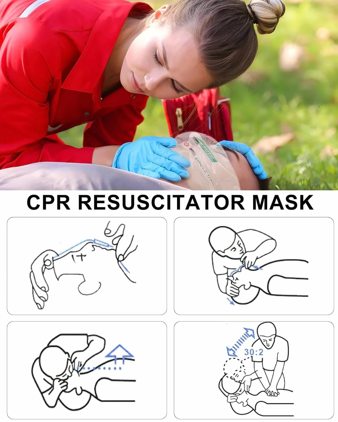 Maschera di respirazione Primo Soccorso Pocket Mask 5 pezzi per addestramento AED