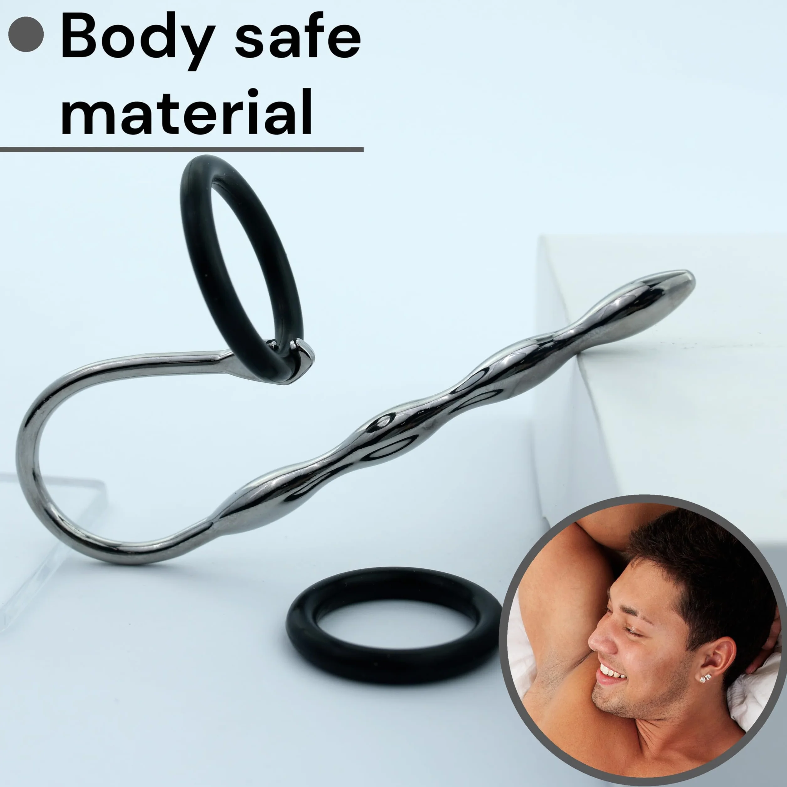FOPS Dilatatore Uretrale Acciaio Inossidabile 12cm ⌀0.8cm Sonda Uretrale Maschile Sex Toy Uomo Anello Pene 2.5-3cm Urethral Plug Bordi Lisci Argento Per Piacere Intenso N16-23