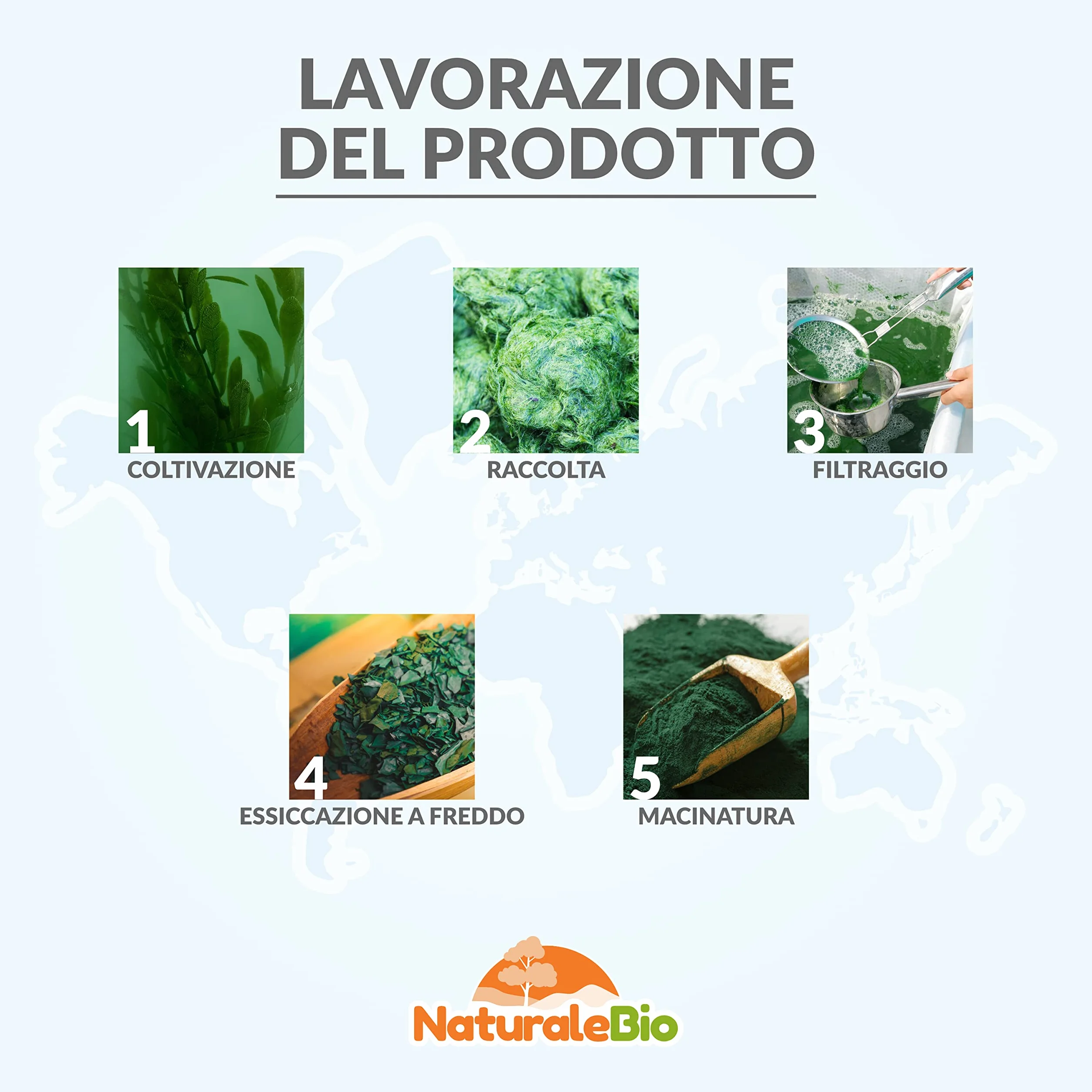 NaturaleBio Alga Spirulina Biologica in Polvere 200g Bio Pura