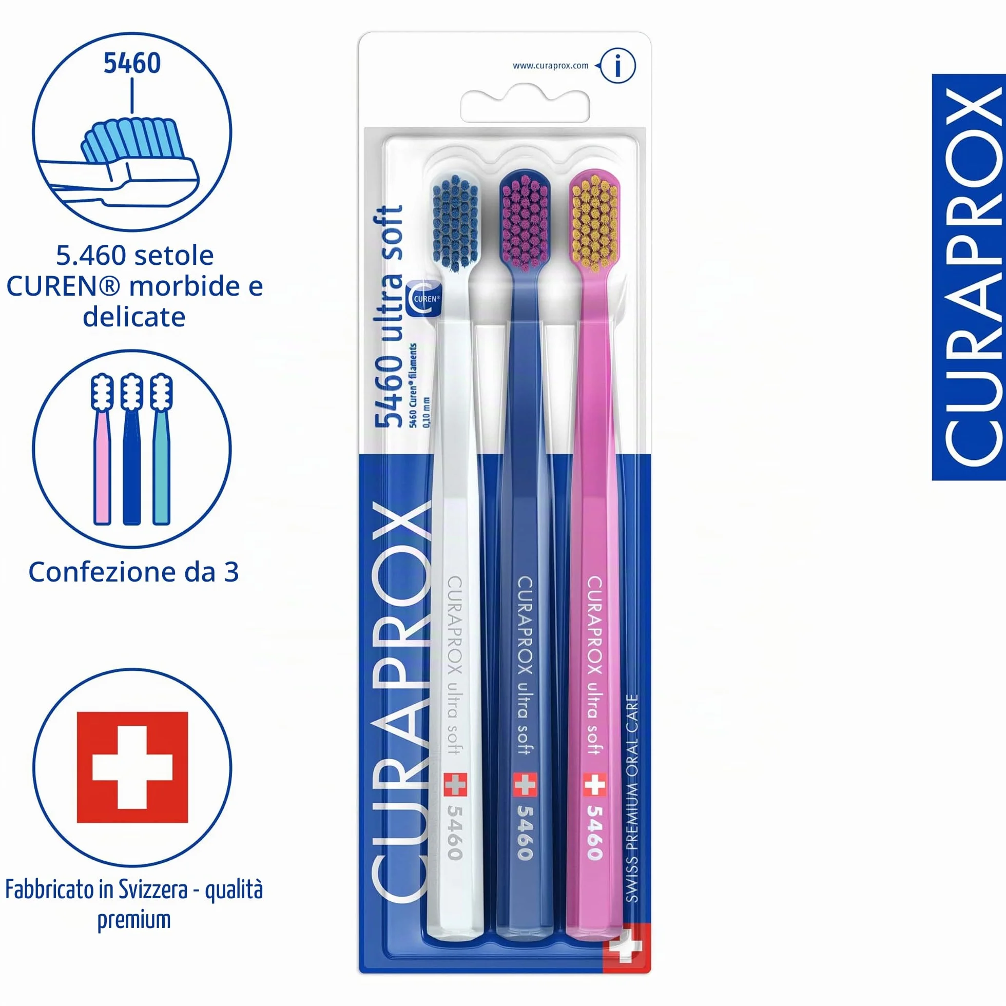 Curaprox CS 5460 Spazzolino ultra-morbido Gomma per adulti e cura dei denti Setole Curen pulizia delicata