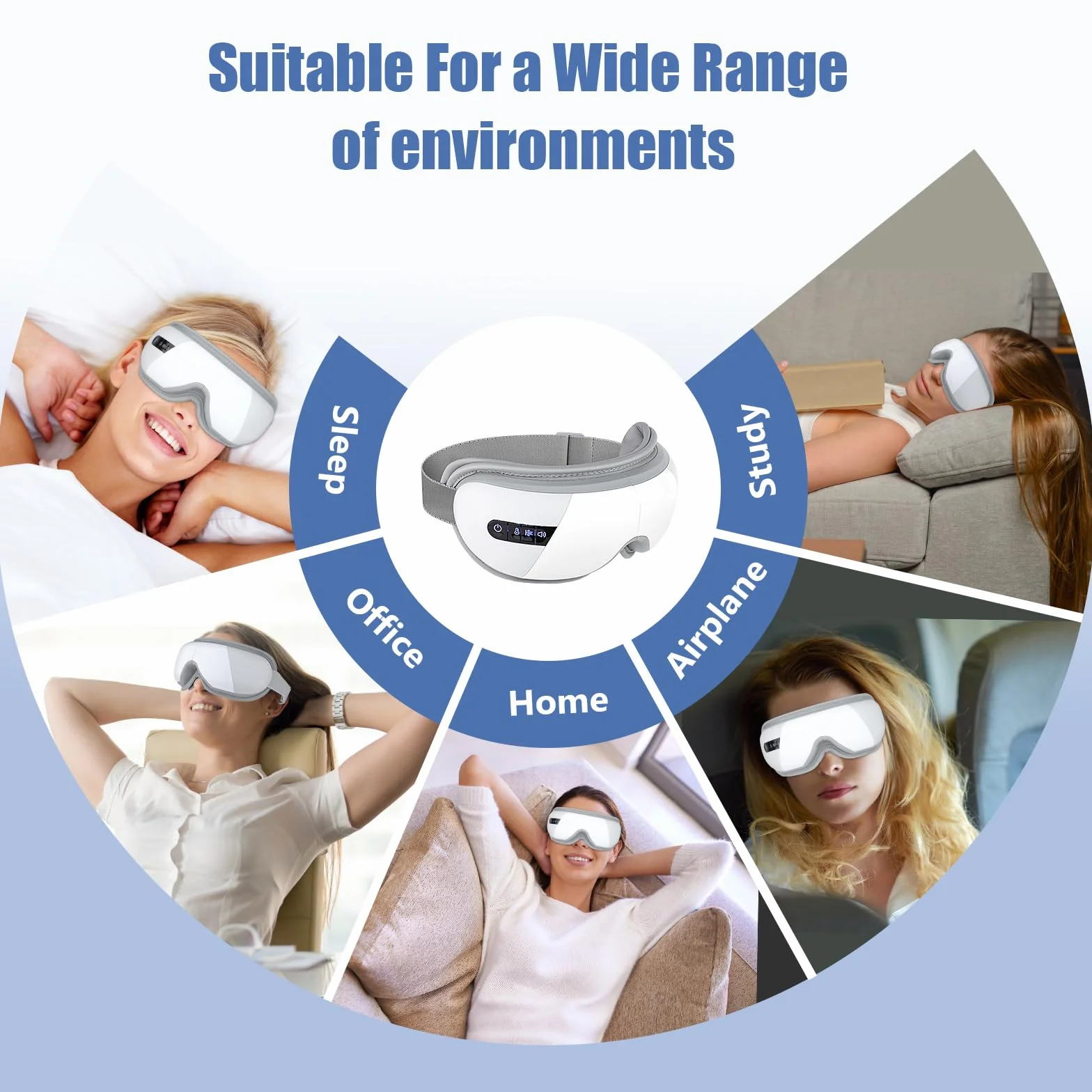 Maschera Elettrica per gli Occhi con Calore, Musica Bluetooth e Vibrazione Multifrequenza