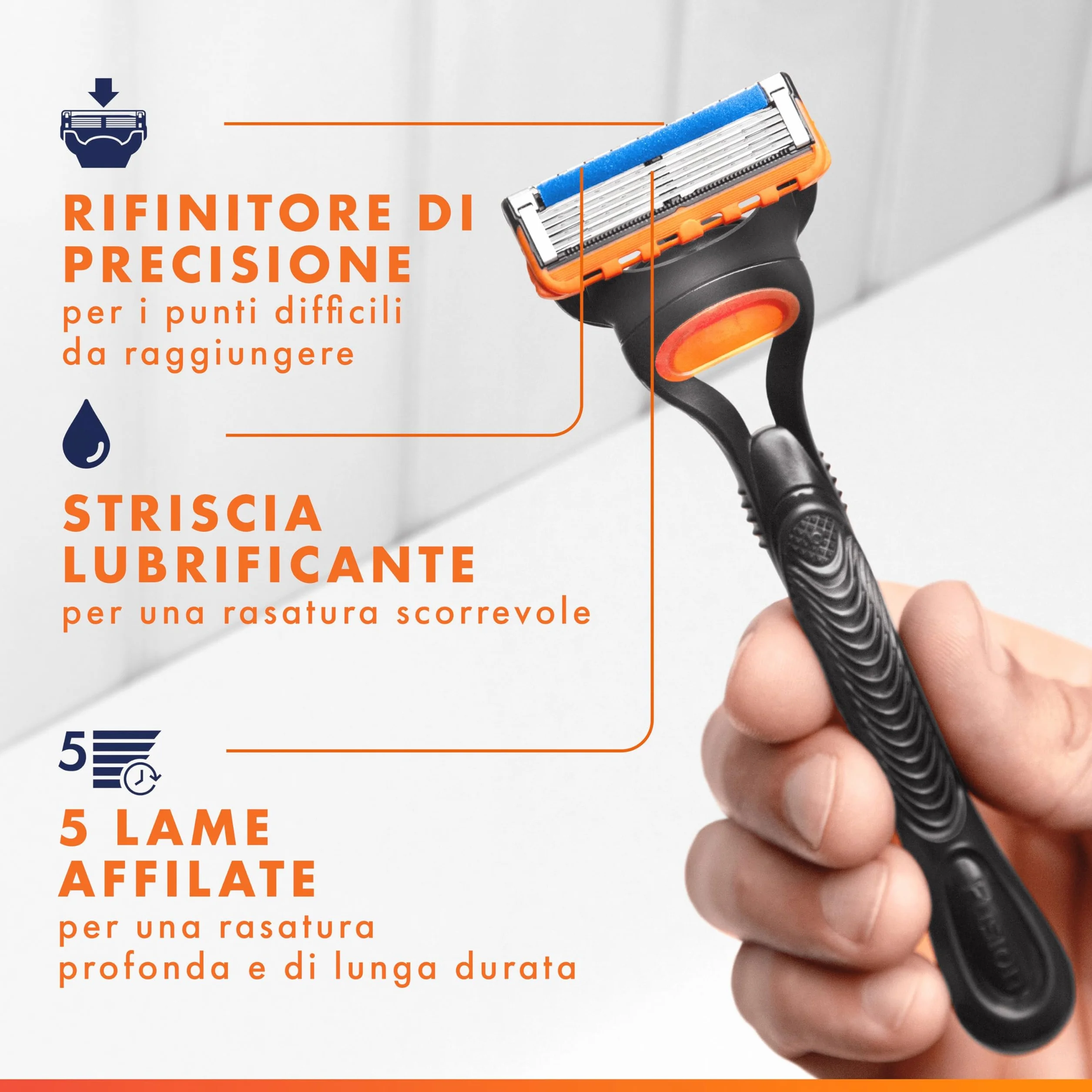 Gillette Fusion5 12 Lamette di Ricambio per Rasoio, con Striscia Lubrificante per una Scorrevolezza Fluida e 5 Lame per una Rasatura Profonda e Duratura, Lamette Rasoio Barba Gillette