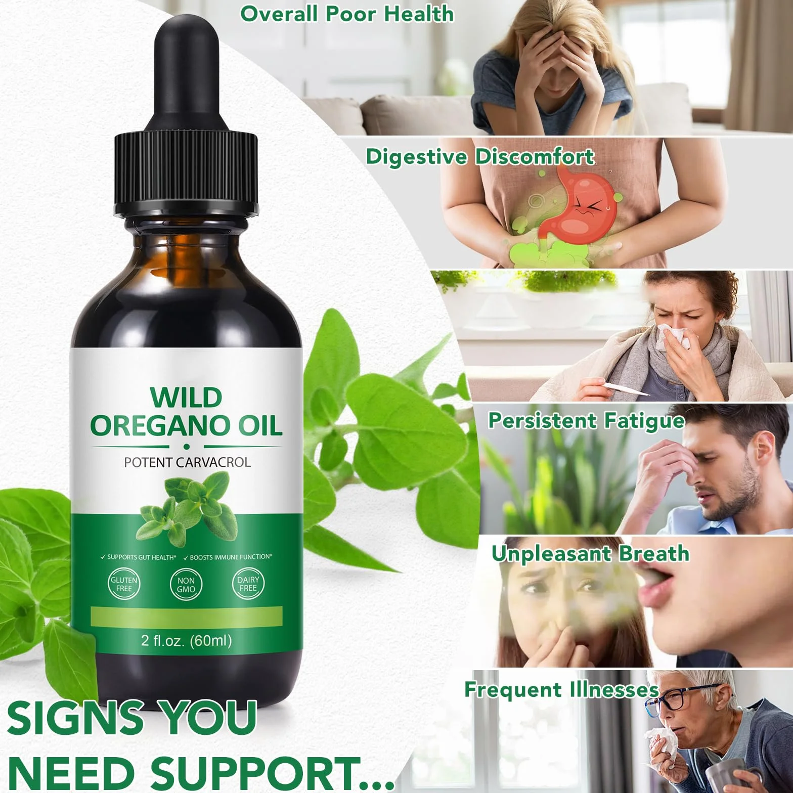 Olio di Origano Biologico Essenziale 2 Fl oz Supporto Immunitario