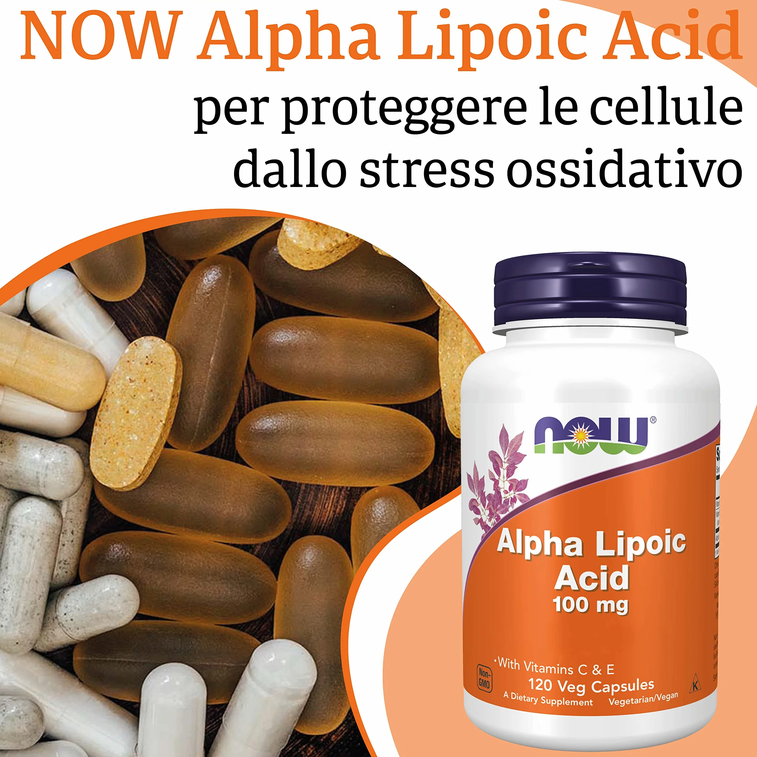 Now Foods Alpha-Lipoic Acid 100mg 120 Capsule Vegane