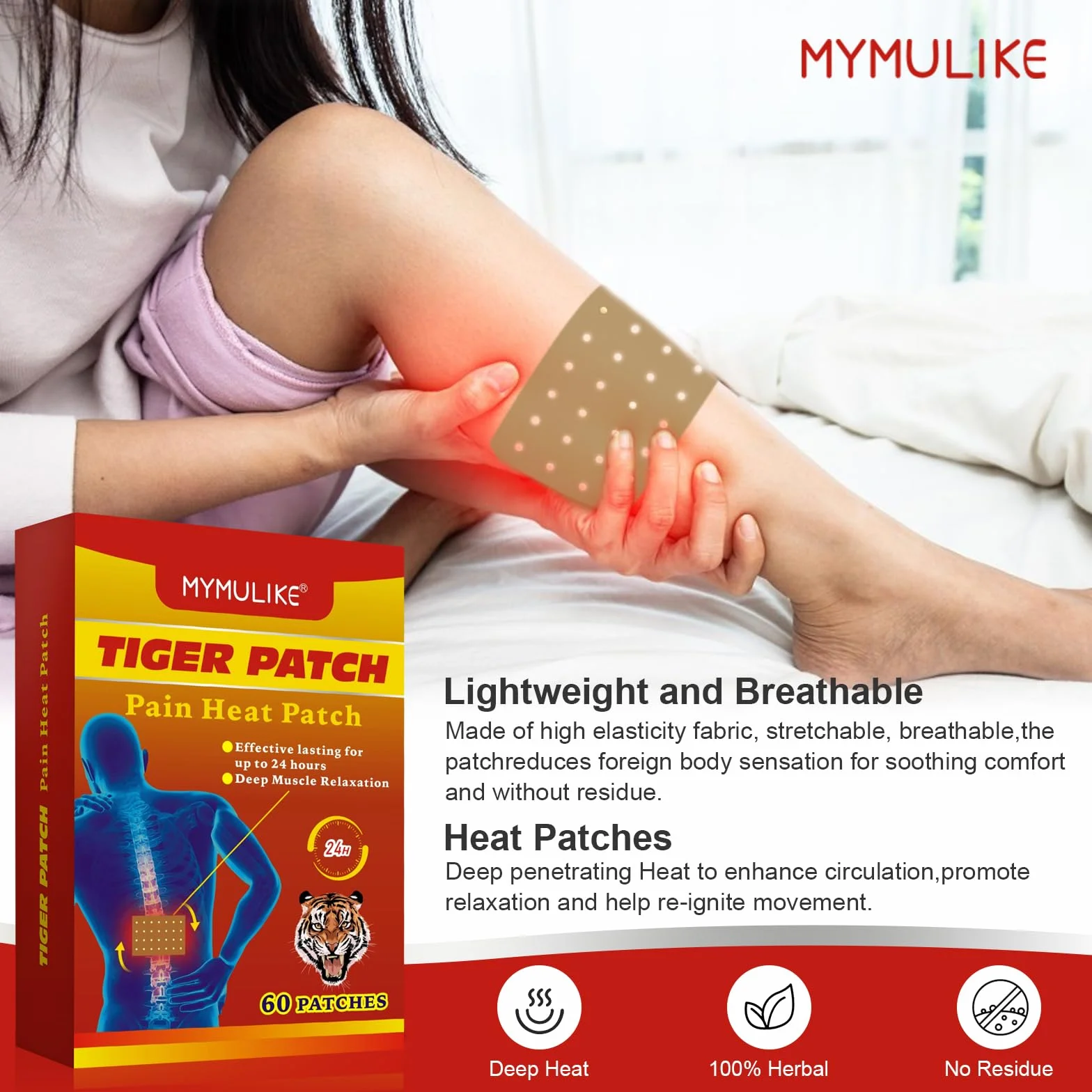 60 toppe tigre, cerotti per alleviare il dolore, toppe calde per collo e spalle, sollievo dal dolore per spalla, Patch per dolore caldo per ginocchio, cerotti per alleviare il dolore al ginocchio
