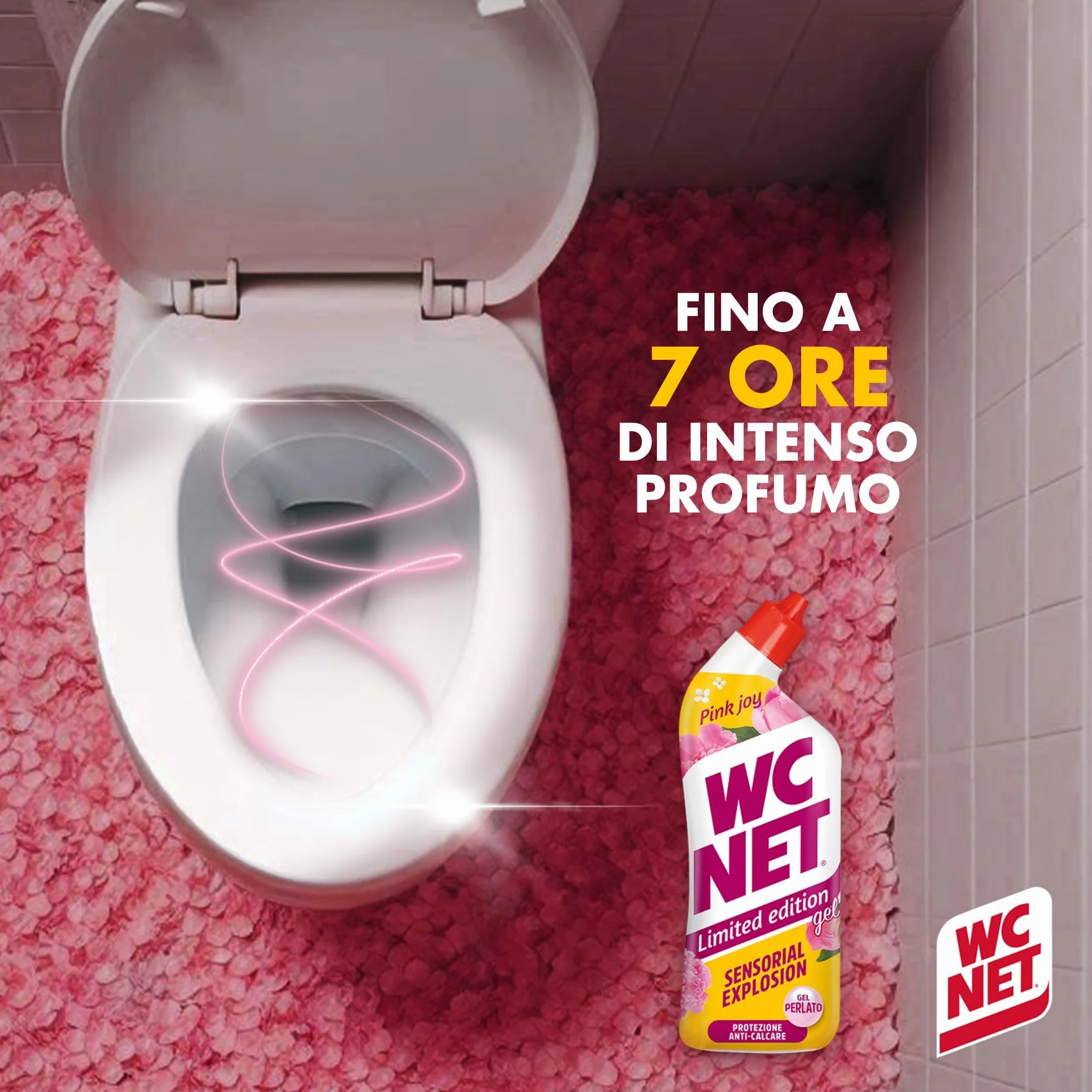 Wc Net Detergente Liquido per Sanitari Essenza Peonia e Muschio Bianco 700 ml x 4 Confezioni
