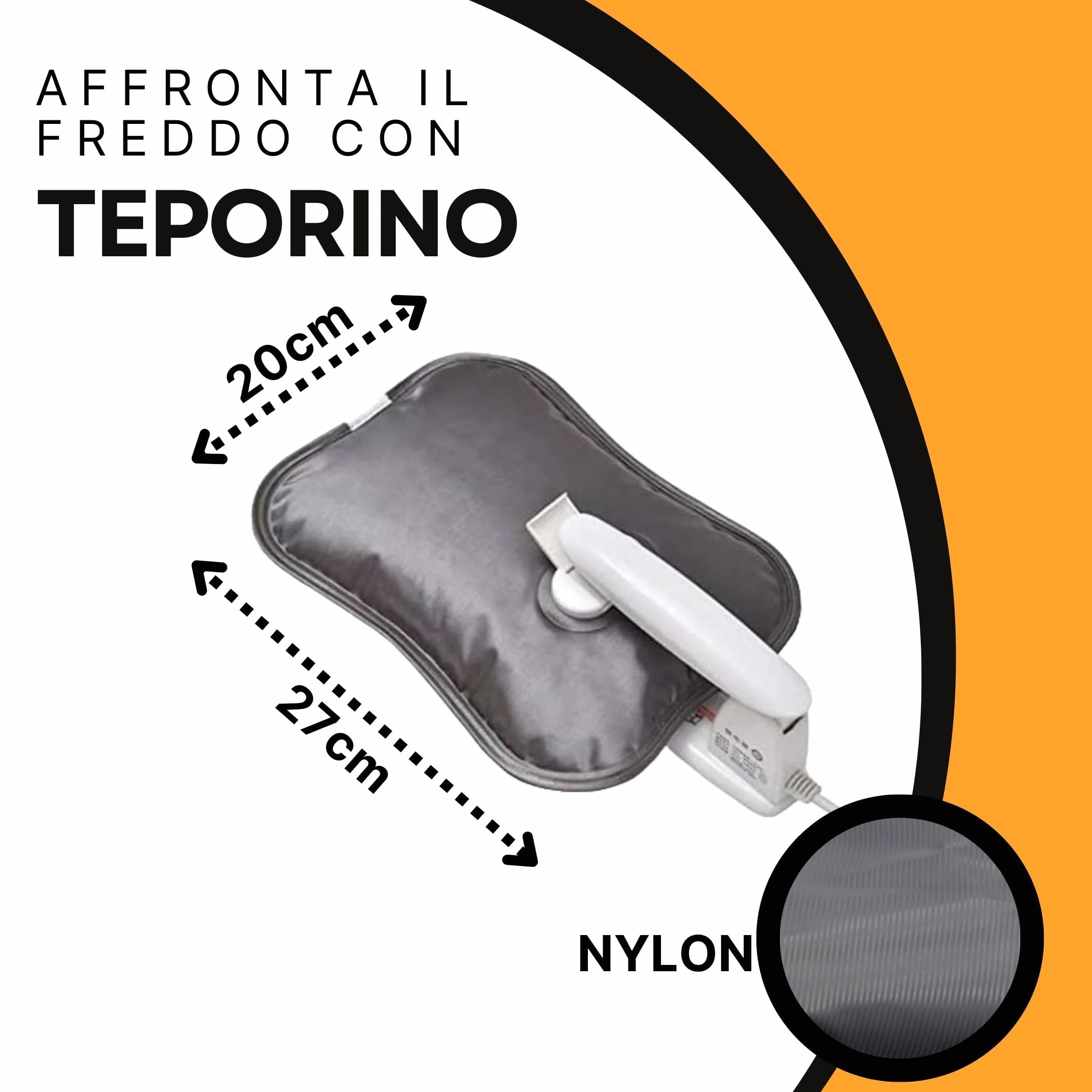 ELETTROCASA - Borsa Acqua Calda Elettrica Teporino - 6h di Calore - Borsa Calda Elettrica Ricaricabile Pronta in 10' - Boule per Riscaldare Acqua