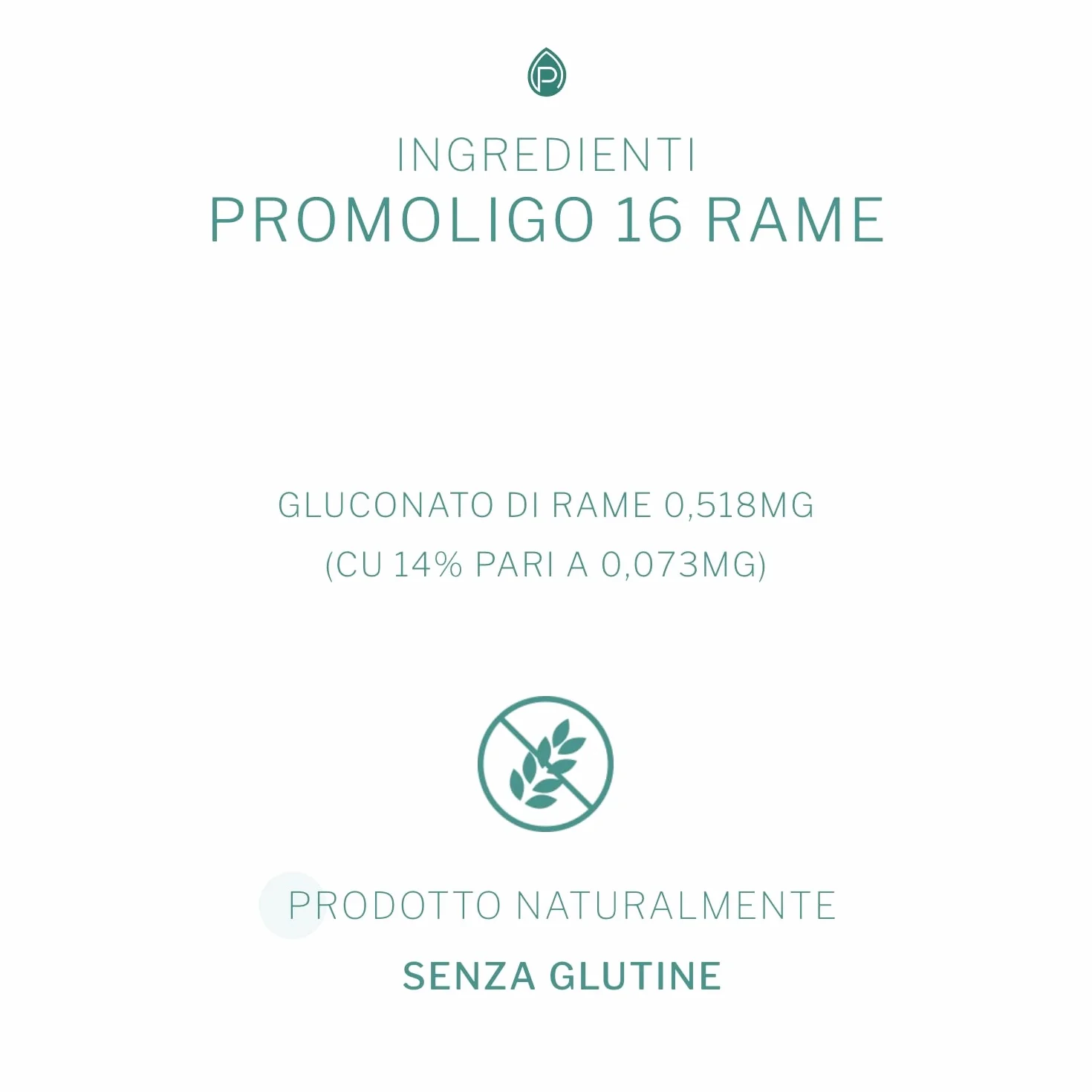 Promoligo 16 - Rame - Integratore Alimentare, Oligoelementi Essenziali - Rame, per le difese dell'organismo - senza glutine - 20 fiale da 2 ml