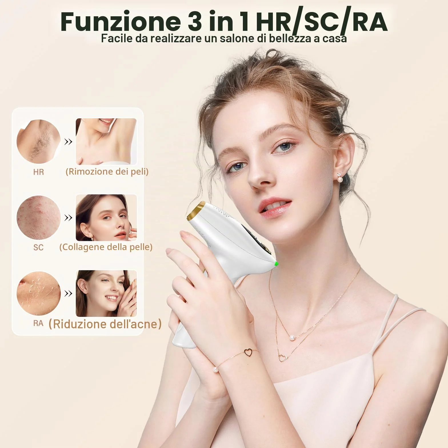 NIKYJM Epilatori a luce pulsata, depilazione laser IPL con funzione di raffreddamento, 9 velocità e 3 funzioni HR/SC/RA, dispositivo di depilazione per uomini, donne, corpi, ascelle