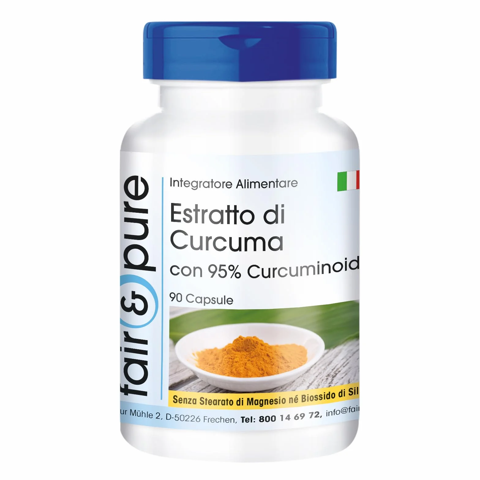 Fair & Pure Curcuma Capsule con Pepe Nero Curcumina 500mg 95% Piperina Vegano 90 Capsule