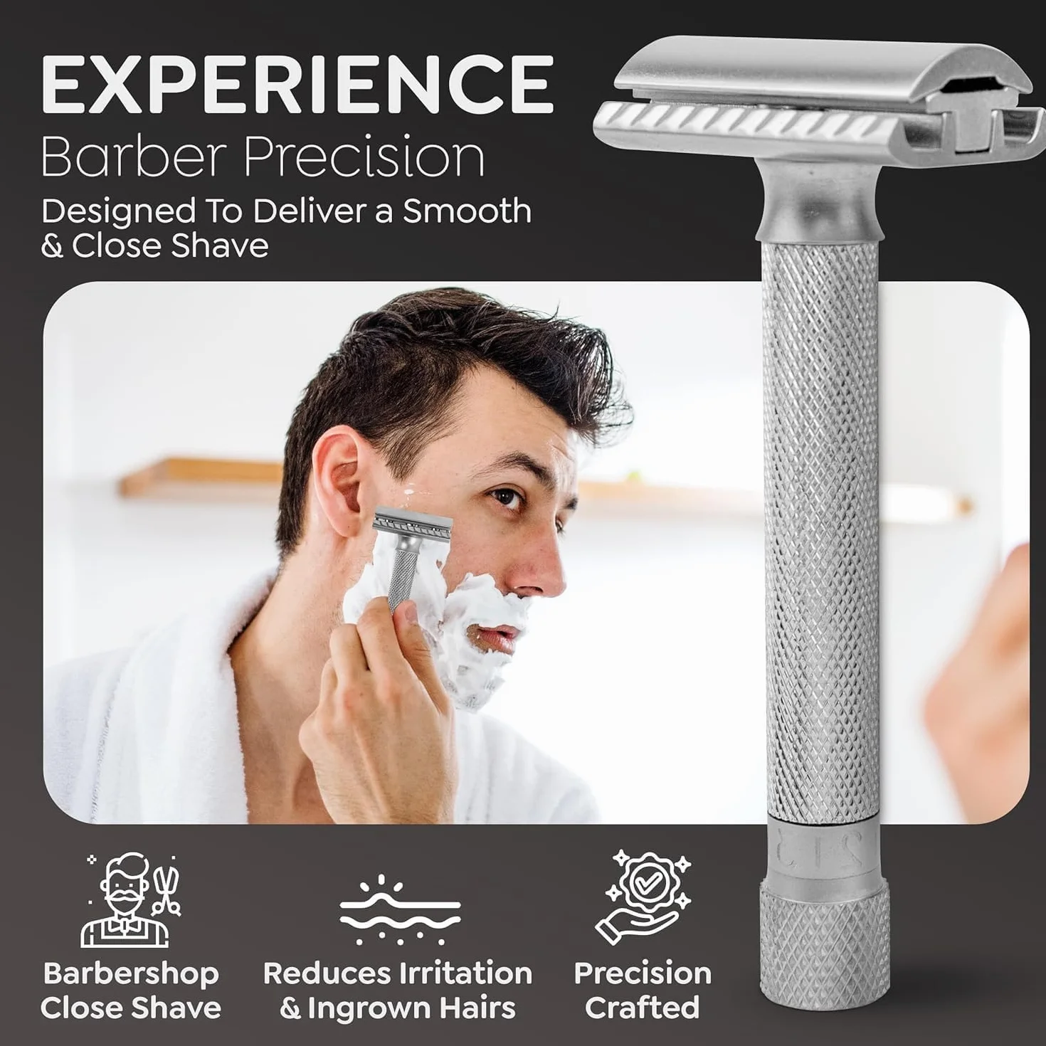 Parker Safety Razor Parker Variante regolabile doppio bordo rasoio di sicurezza e 5 Premium Blades - Cromo satinato