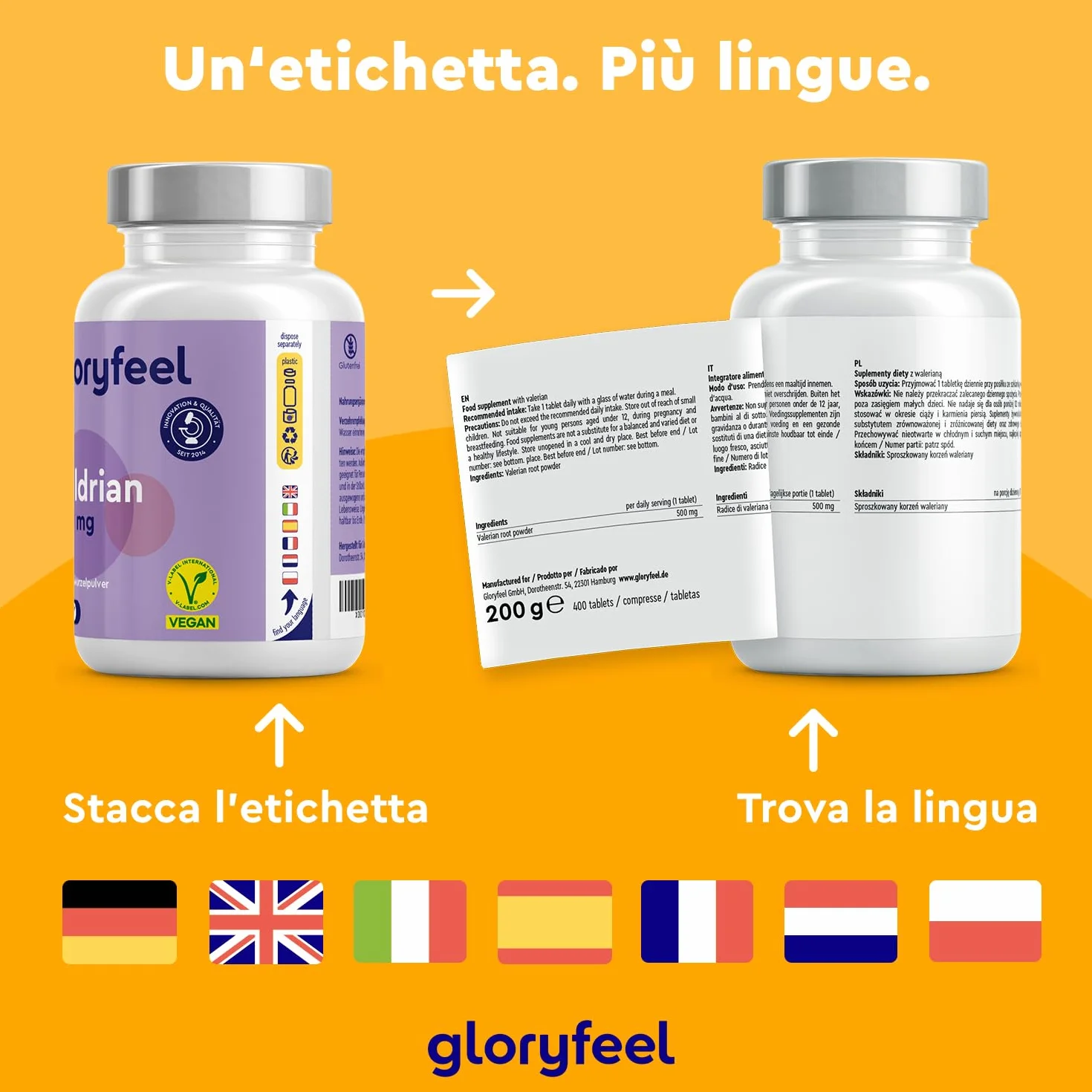 Valeriana Forte 500 mg Radice di Valeriana Pura 400 Compresse Integratore per Dormire e Rilassamento