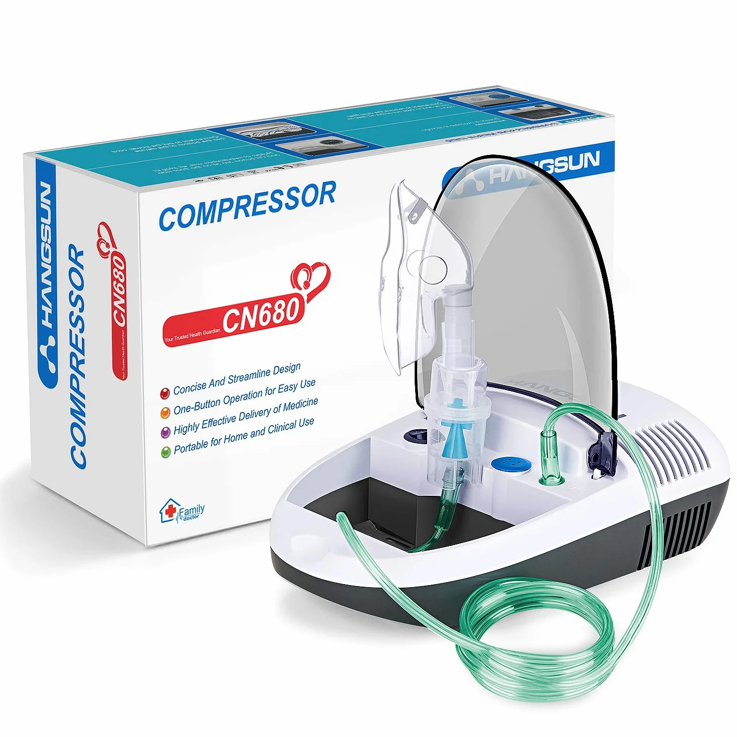 Hangsun Aerosol a Pistone Inalatore Nebulizzatore Silenzioso Portatile per Adulti e Bambini, con accessori per adulti e bambini