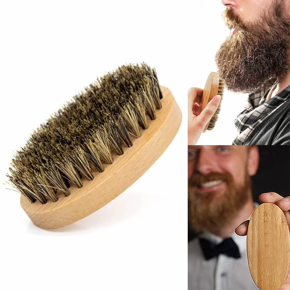 Spazzola Per Barba Da Viaggio - Piccola Con Setole Di Cinghiale Per Uomo, Spazzola Per Il Viso, Cura Professionale Della Barba, Per Tutti I Tipi Di Capelli