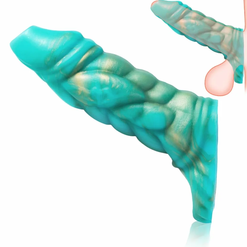 SXOVO Guaina Fallica Muscoloso, Guaina Pene Aperta con Anello Testicolare, Prolunga Pene Indossabile e Riutilizzabile, Ritardante Eiaculazione Precoce, Toys Sessuali per Uomini per Piacere Coppia (A)