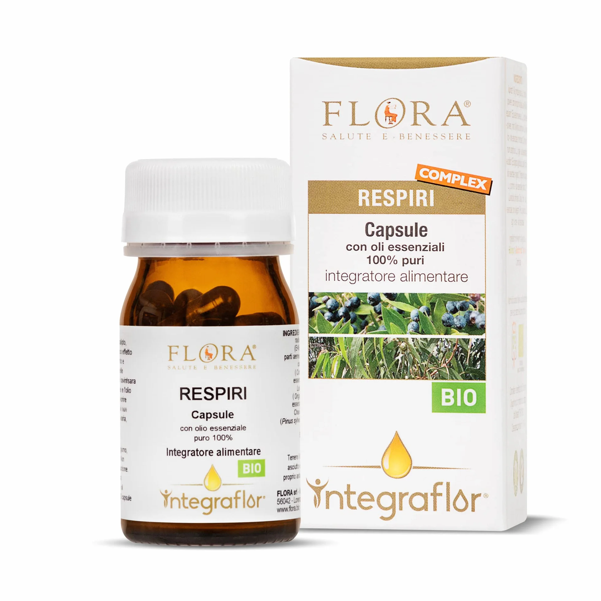 FLORA Integraflor Respiri 30 capsule BIO-CODEX Complex con oli essenziali puri 100% integratore alimentare