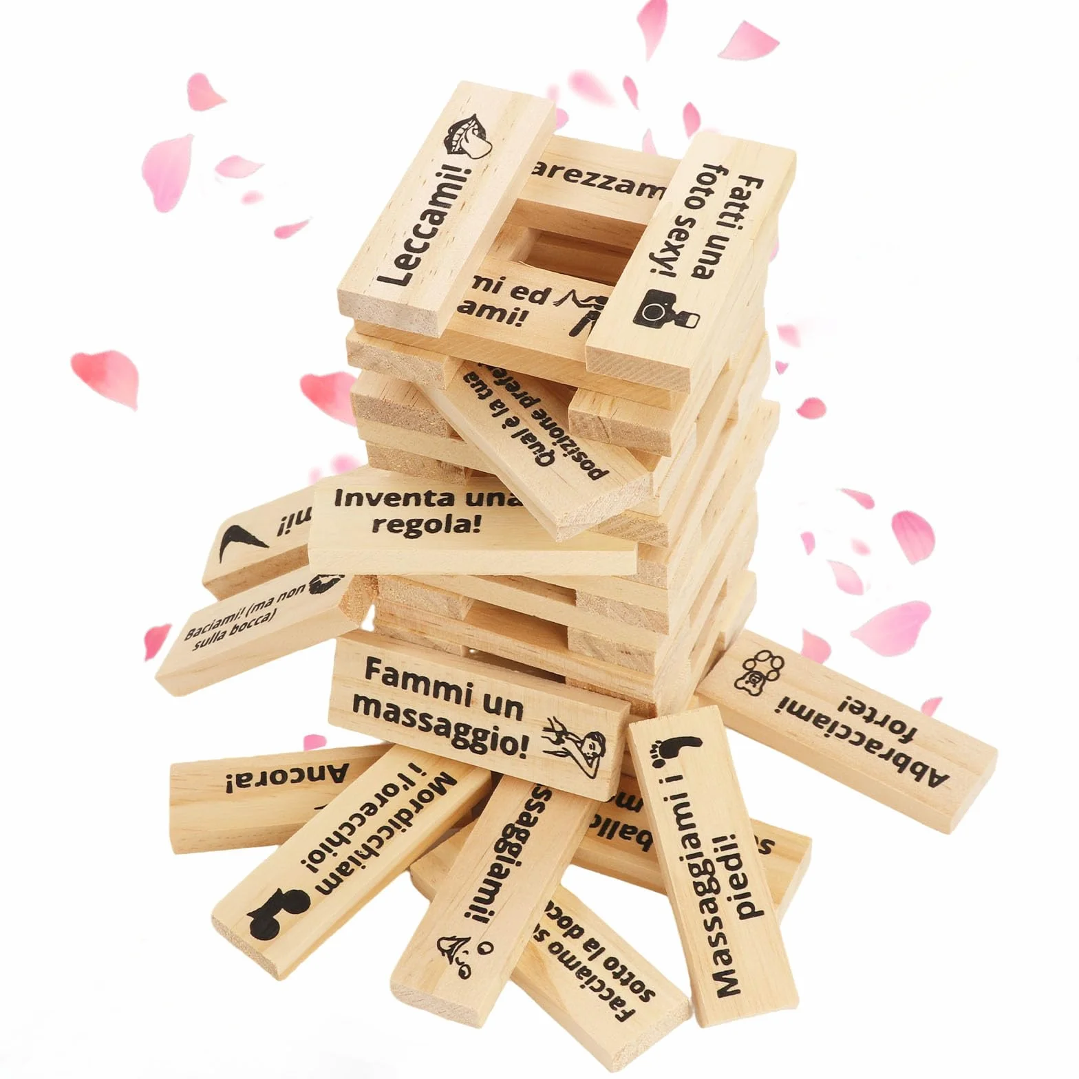 Yoedge 48 pezzi Italiano Gioco Super Naughty Block Tower-Giochi di Torre Della Lussuria,Erotiici Coppie per Adulti, Giochi hot per coppie adulti,Torre a Blocchi di Coppi