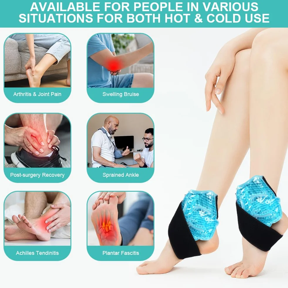 AOOWU Tasca per Ghiaccio Alla Caviglia，Riutilizzabile Gel Terapia Calda e Fredda, Morbido Borsa del Ghiaccio per Alleviare Il Dolore, Lesioni Ai Piedi, Gonfiore Alla Caviglia