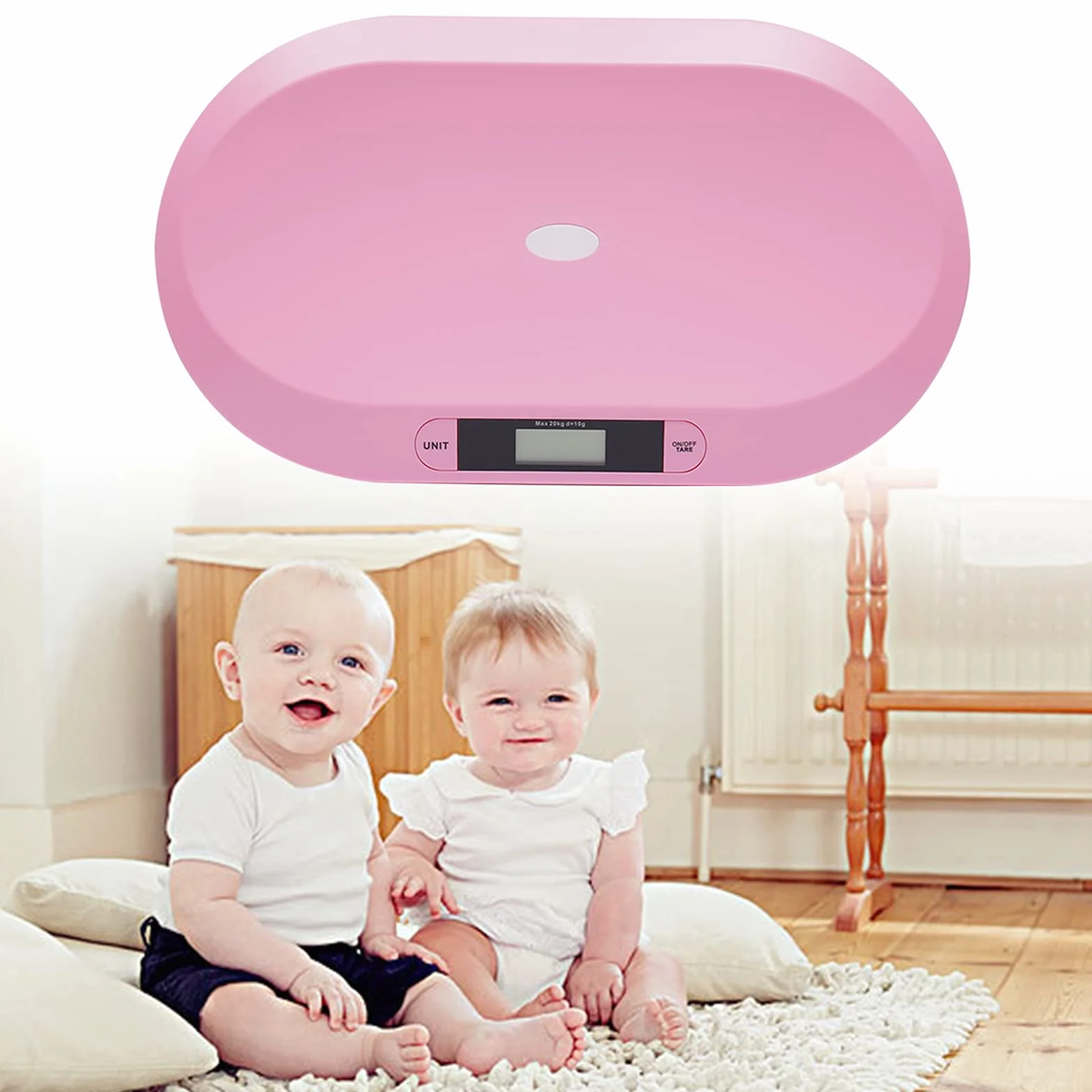 Bilancia digitale per bambini 20 kg LED spegnimento automatico tara rosa