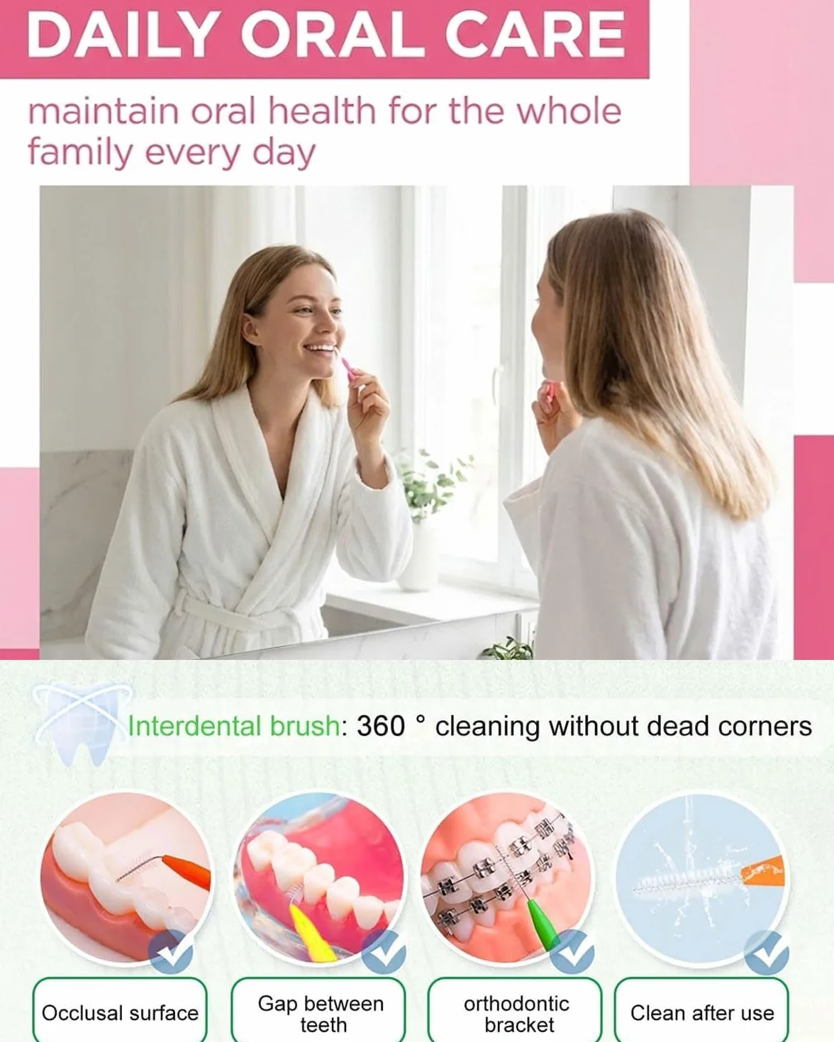 50 Pezzi Scovolini Interdentali,Scovolino per Pulizia Denti con Coperchio per Apparecchi Dentali,Scovolino Denti Morbido per Pulizia Interdentale,L'Igiene Orale(10 Colori)