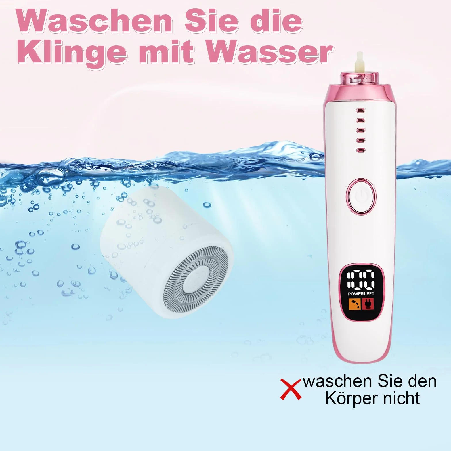 Rasoio Elettrico per le Donne, Rasoio Elettrico 5-in-1 per il Corpo, Rasoio Secco Bagnato Indolore per Bikini, Ascelle, Gambe, Sopracciglia e naso, Ricarica USB