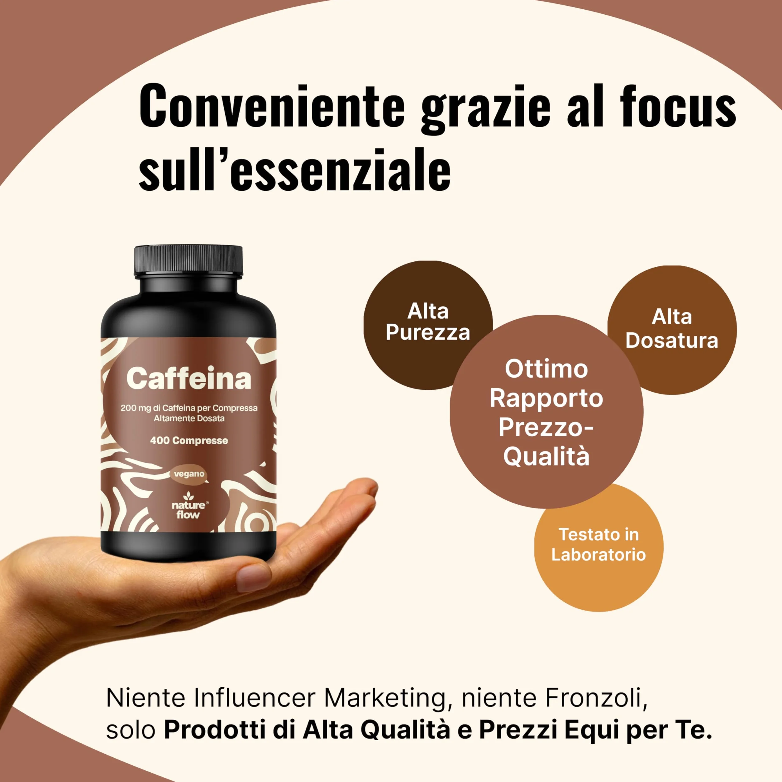 Caffeina Pura 400 Compresse 200 mg Alto Dosaggio Vegano Integratore Prodotto in Germania