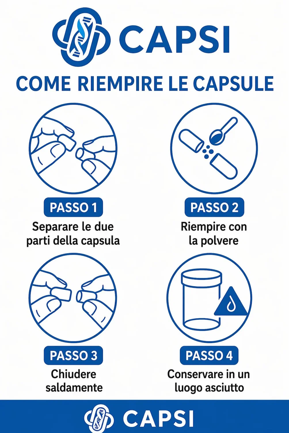 Capsule vegetariane vuote HPMC Dimensioni 0 x 100