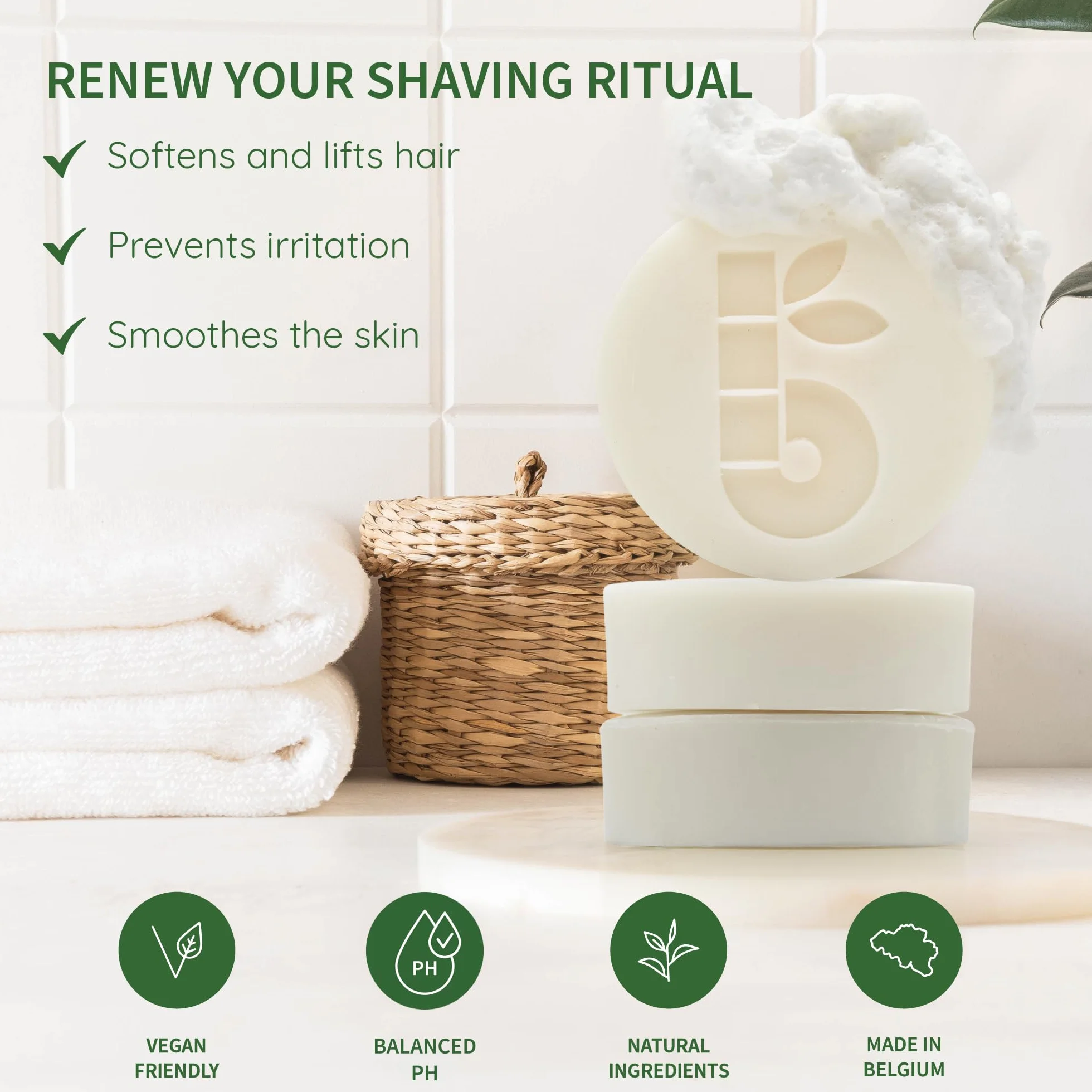 Bambaw Sapone da barba 80g Sapone naturale argilla e aloe vera artigianale solido vegetale
