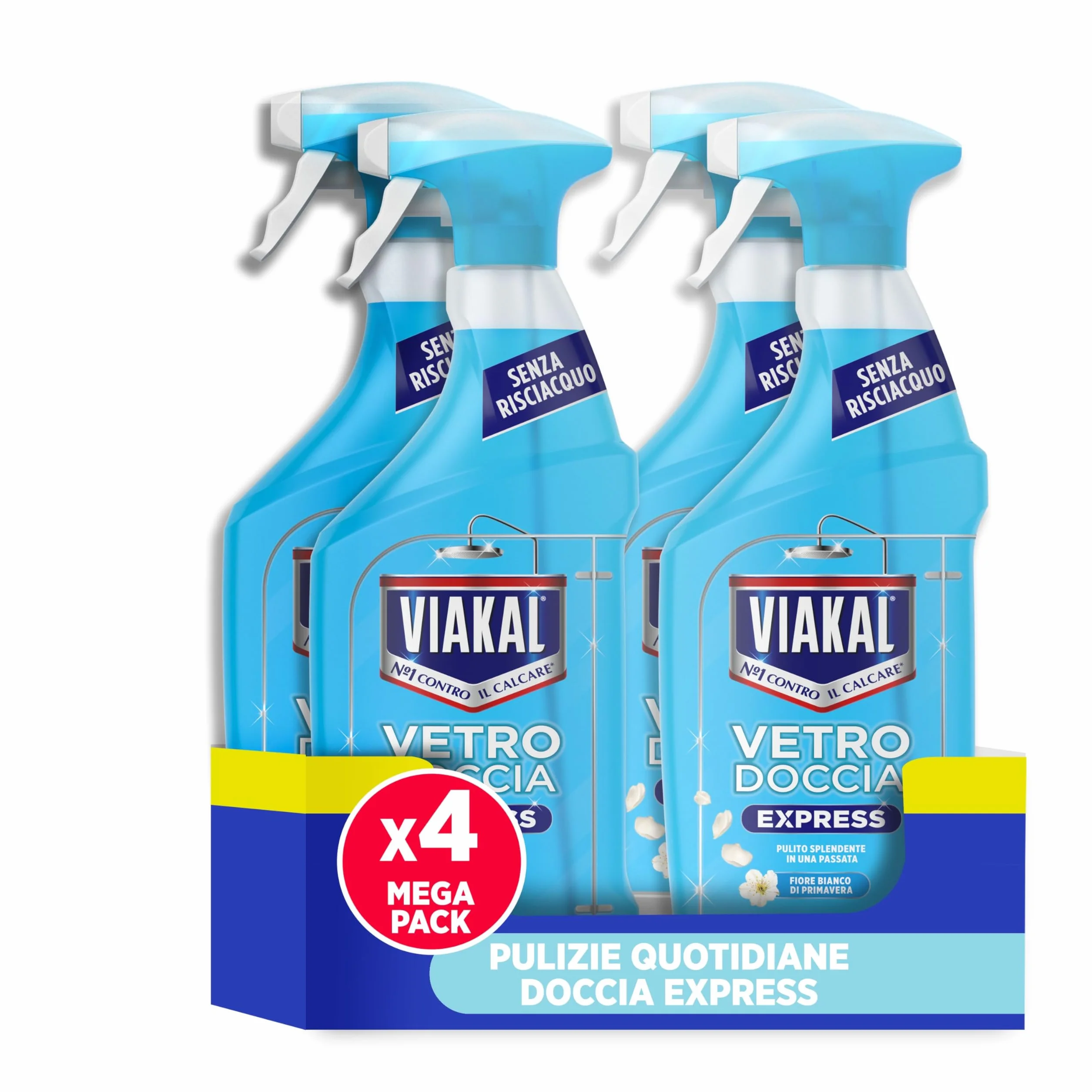 Viakal Vetro Doccia Express Spray 720ml Fiori bianchi Senza Risciacquo