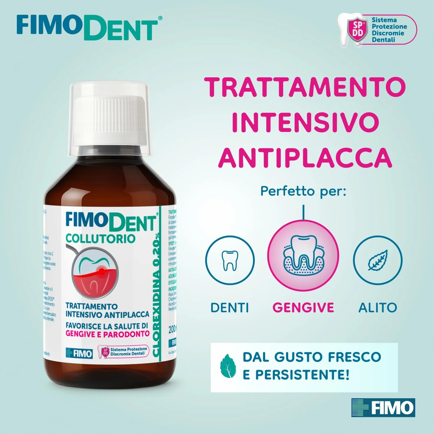 Fimodent Collutorio Clorexidina 0.20% con SPDD 200ml Trattamento antiplacca antibatterico