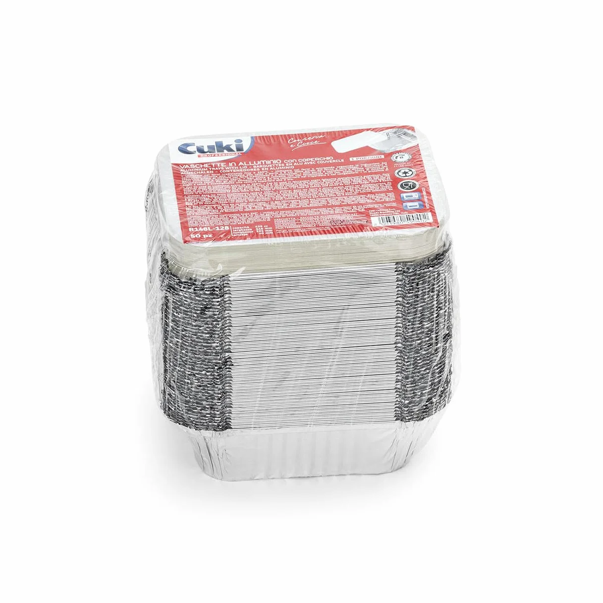 Vaschette in alluminio rettangolari con coperchi 1 porzione 14,5x12x4 cm 50 pezzi monouso forno microonde