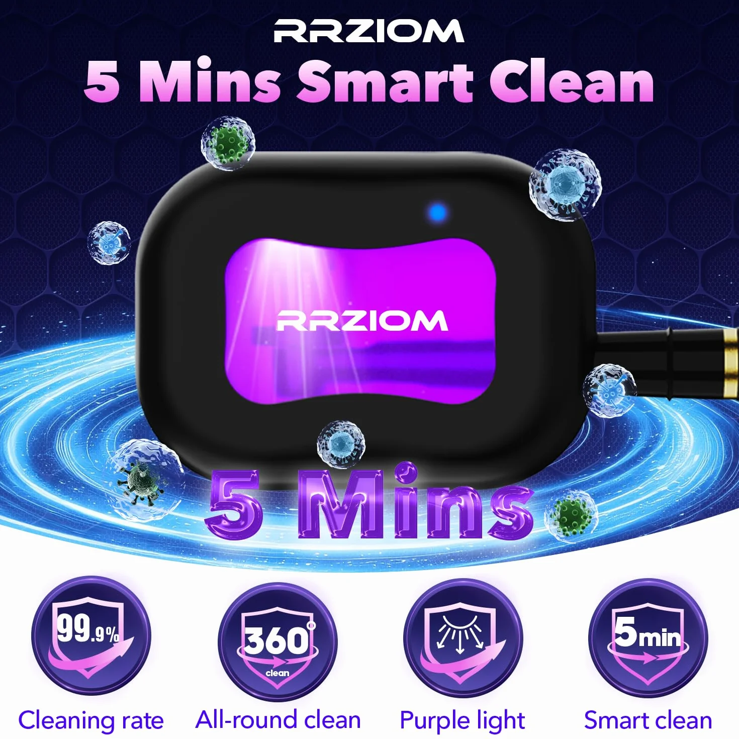 Sterilizzatore Spazzolini da Denti, RRZIOM UV-C Disinfettanti Per Spazzolini Ricaricabile Per Viaggi a Casa, Porta Spazzolino UV Per Spazzolini Tutti Gli Spazzolino da Denti (Nero)