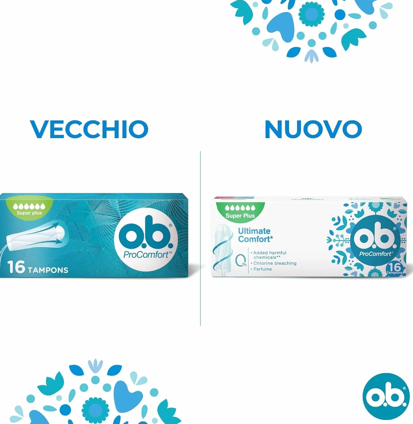 o.b. ProComfort Super Plus Assorbenti Interni, Flusso Molto Intenso, Inserimento e Rimozione Facile, 16 unità (Confezione da 10)