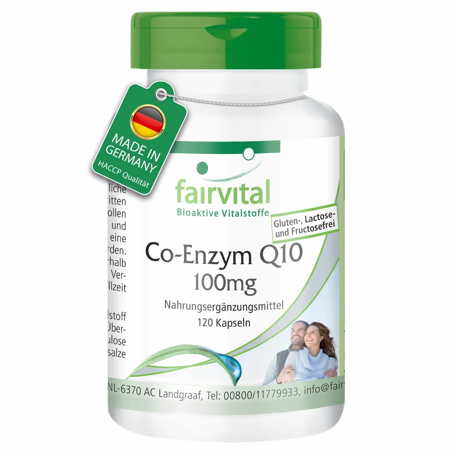 fairvital Coenzima Q10 100 mg, 120 capsule, facili da deglutire, ALTO DOSAGGIO, capsule di CoQ10 ubichinone, per 4 mesi, VEGANE