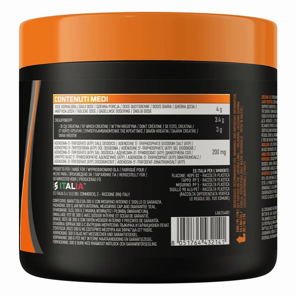 EthicSport CREATINA 5.0 – Creatina evoluta a base di SupraCREA®, con Crea3Power e ATP 200mg – Incrementa le prestazioni fisiche in attività brevi e intense** – doping free tested – 300g