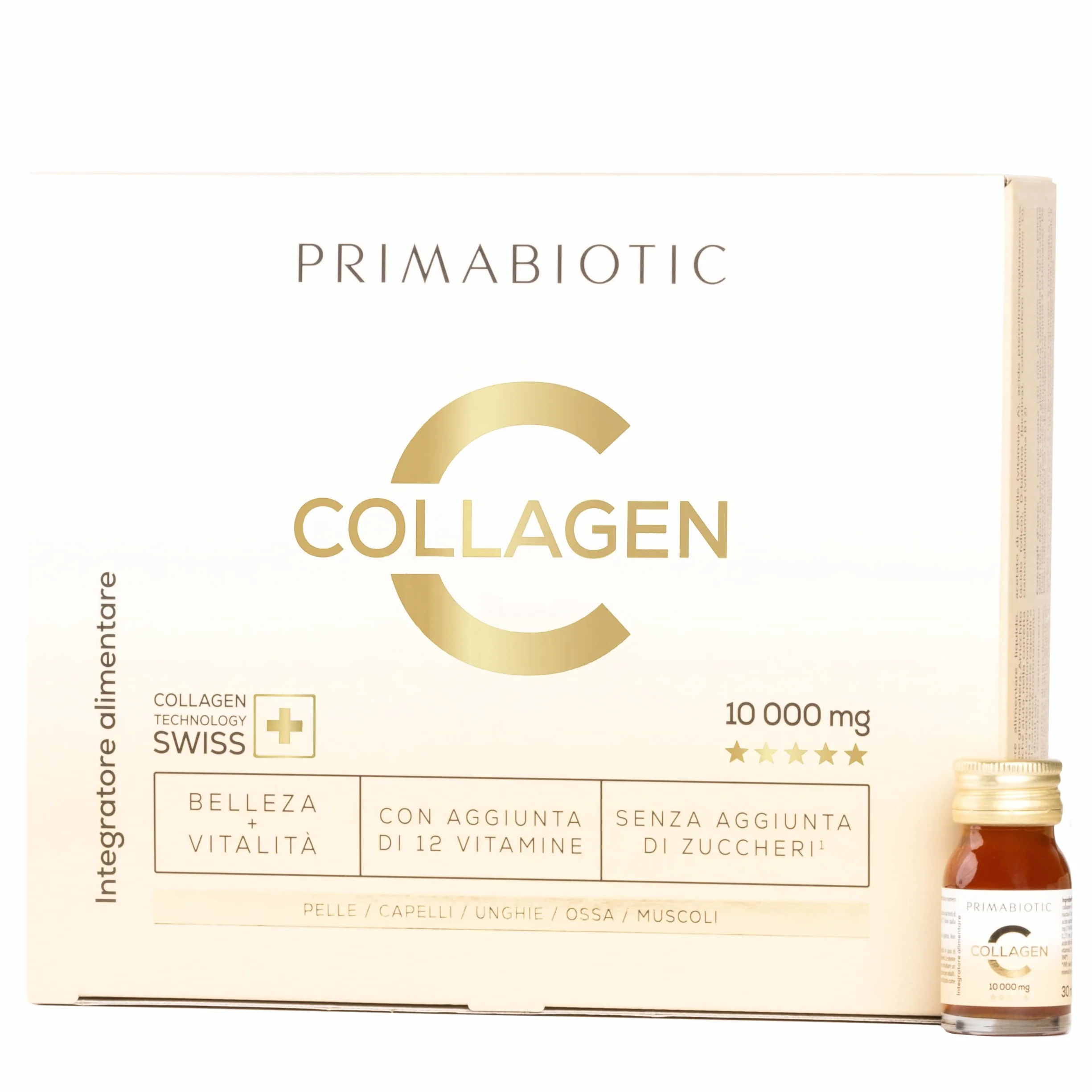Primabiotic Collagene da Bere 10000 mg 30 Flaconcini 30 ml Integratore Liquido Pelle Capelli Articolazioni