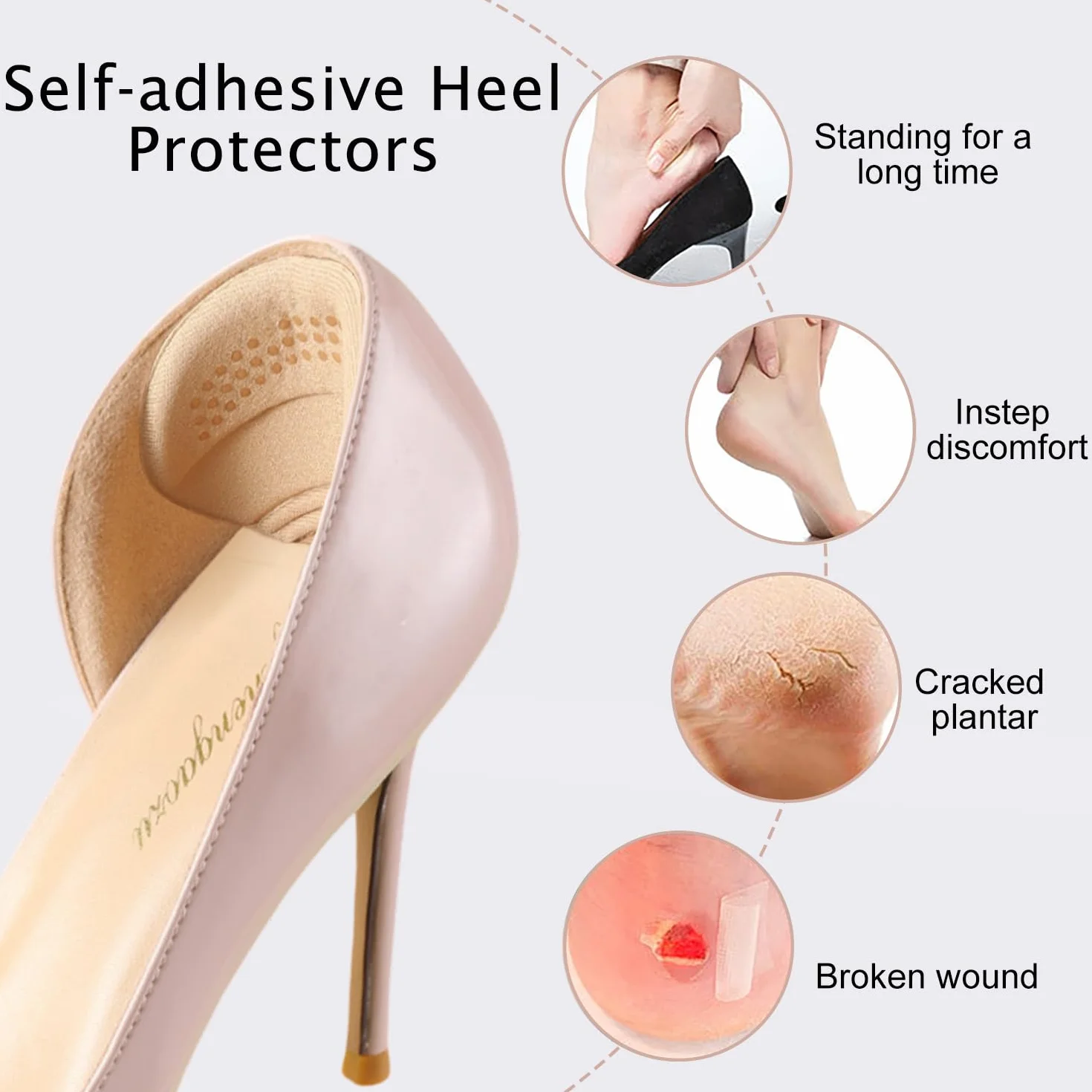 4 Paia Tallone Cuscino, Autoadesivi per Scarpe, Imbottitura per Scarpe Troppo Grandi, Battitacco Contro Bolle e Attrito, Migliorare la Vestibilità