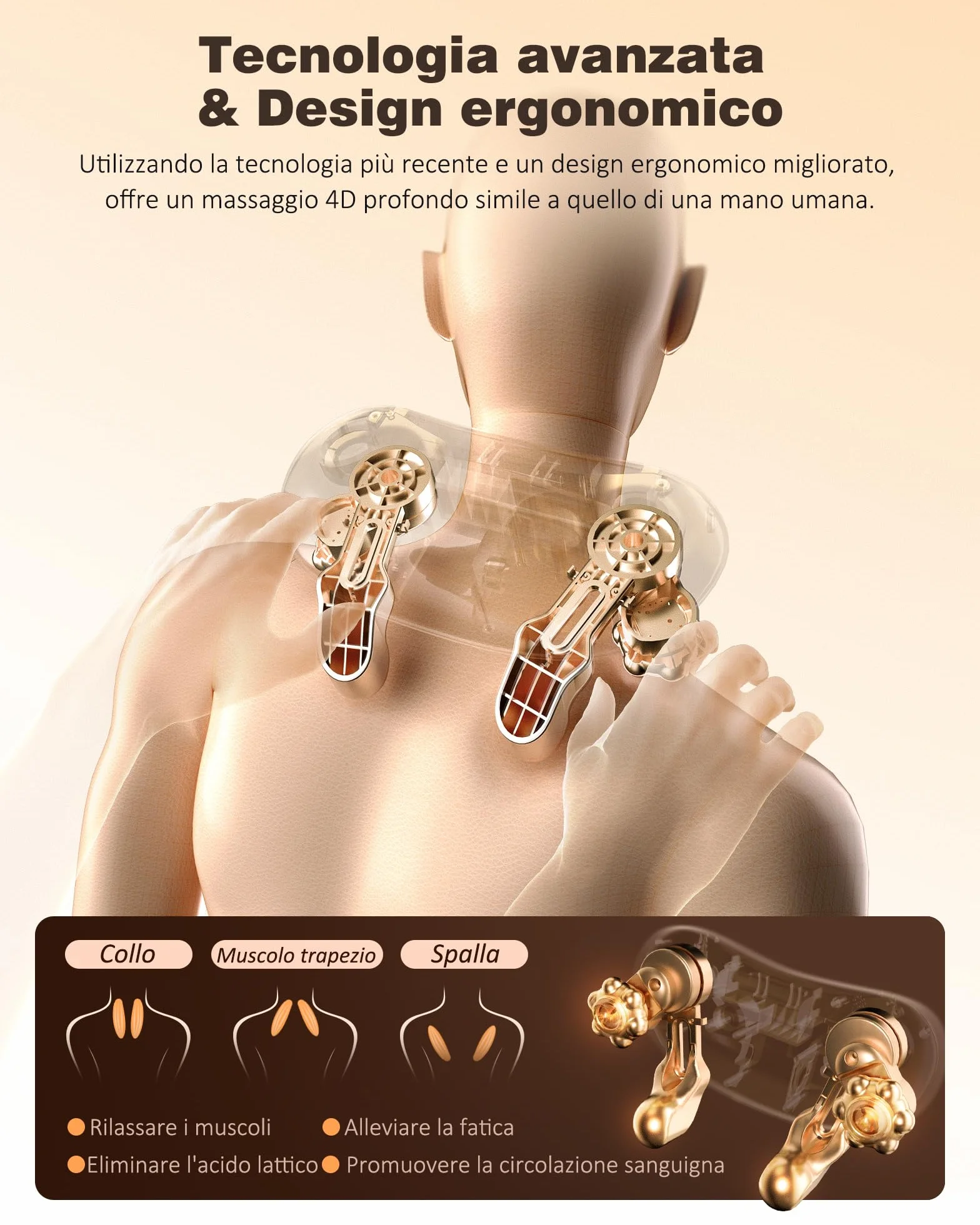 KNQZE® Massaggiatore cervicale senza fili, Massaggiatore schiena e collo ricaricabile, Massaggiatore shiatsu 4D con impastamento profondo, Riscaldamento al grafene potenziato, Regalo festa della mamma
