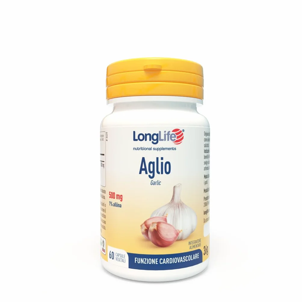 LongLife® Aglio | Estratto vegetale titolato all'1% in alliina | 1000mg dose giornaliera | Funzione cardiovascolare, pressione arteriosa, trigliceridi | 1 mese di trattamento | Senza glutine e vegano
